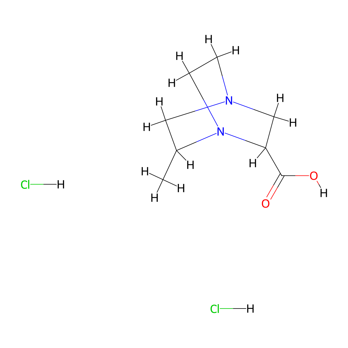 6-Methyl-1,4-diazabicyclo(2.2.2)octane-2-carboxylic acid dihydrochloride molecular structure, CAS 1423027-13-7