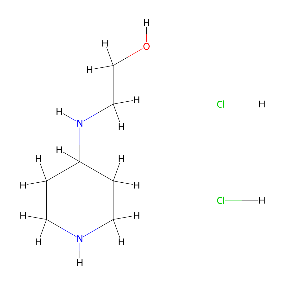2-[(Piperidin-4-yl)amino]ethan-1-ol dihydrochloride molecular structure, CAS 1423027-18-2