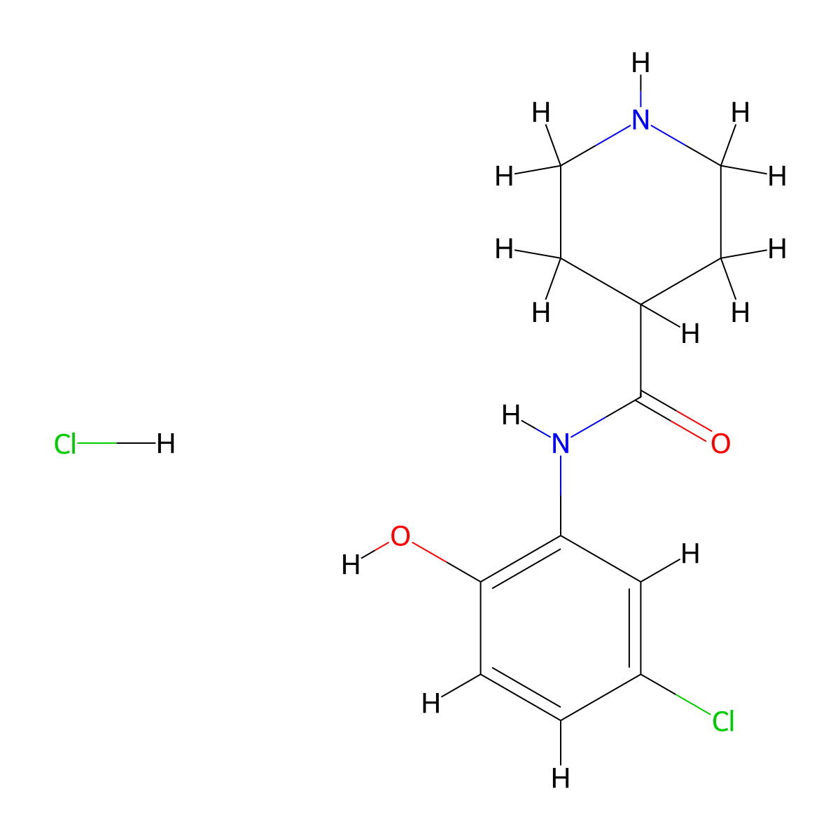 N-(5-chloro-2-hydroxyphenyl)piperidine-4-carboxamide hydrochloride molecular structure, CAS 1423027-20-6
