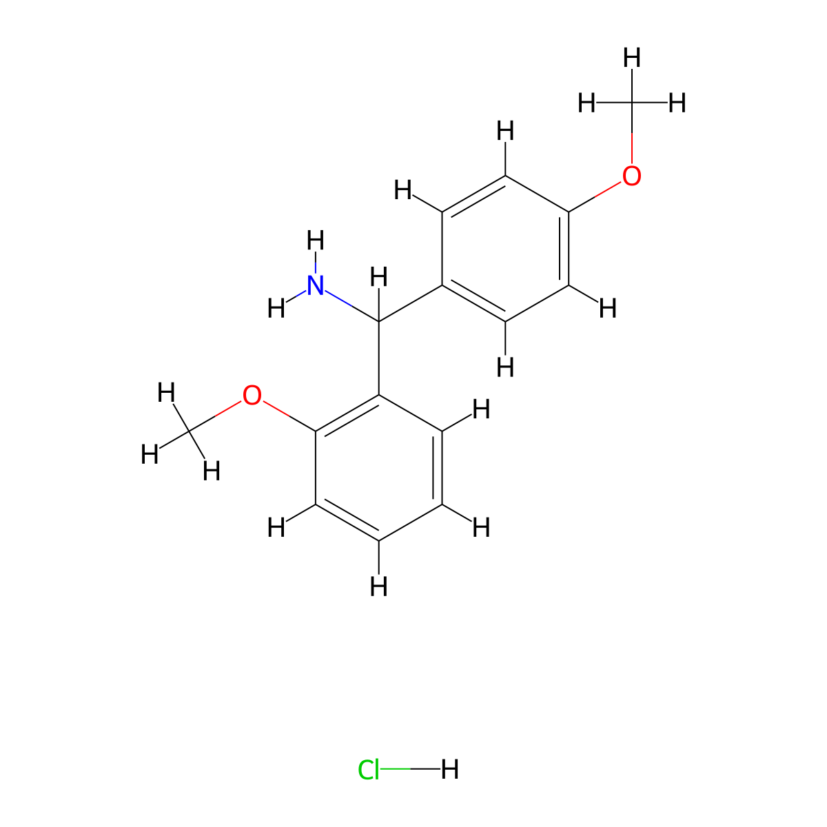 (2-Methoxyphenyl)(4-methoxyphenyl)methanamine hydrochloride molecular structure, CAS 1423027-24-0