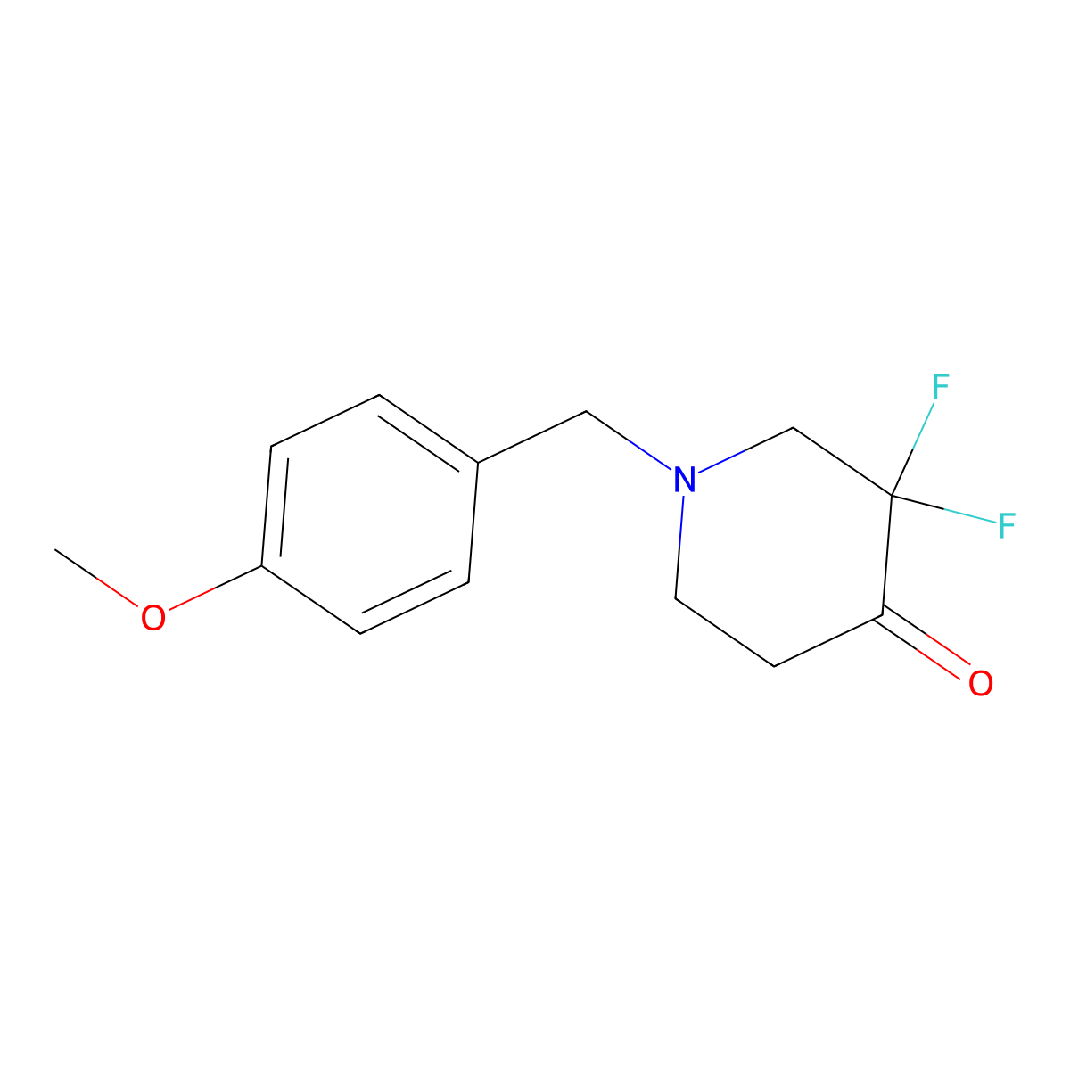 3,3-Difluoro-1-(4-methoxybenzyl)piperidin-4-one molecular structure, CAS 1423027-29-5
