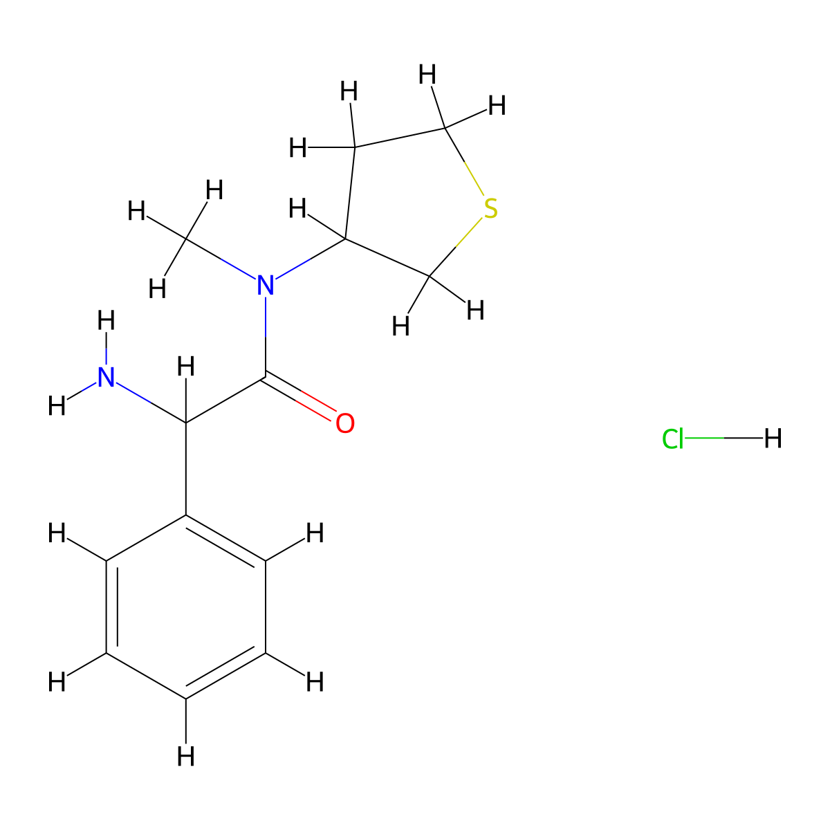 2-amino-N-methyl-2-phenyl-N-(thiolan-3-yl)acetamide hydrochloride molecular structure, CAS 1423027-30-8