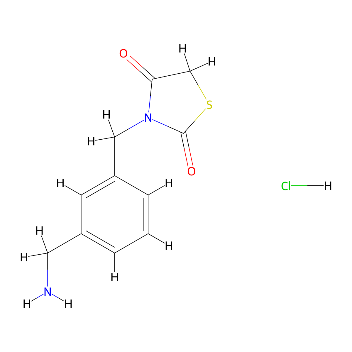 3-{[3-(Aminomethyl)phenyl]methyl}-1,3-thiazolidine-2,4-dione hydrochloride molecular structure, CAS 1423027-32-0