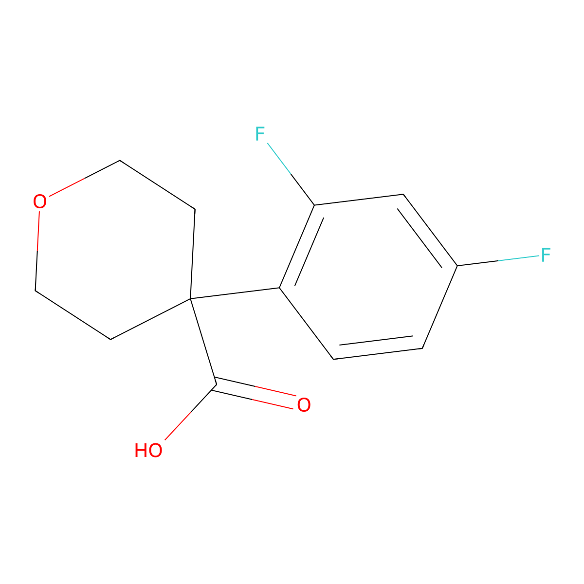 4-(2,4-Difluorophenyl)oxane-4-carboxylic acid molecular structure, CAS 1423027-56-8
