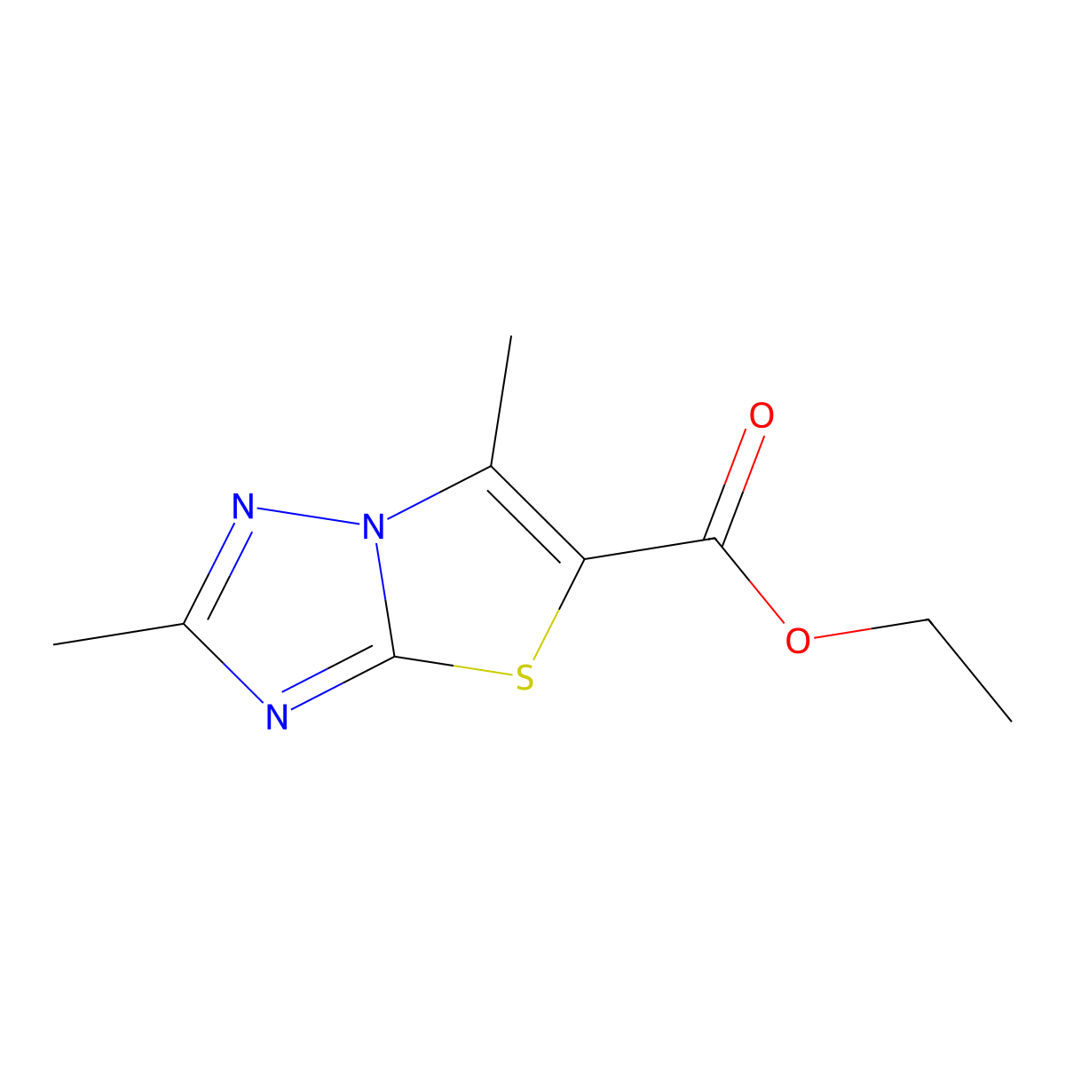 Ethyl 2,6-dimethyl-[1,2,4]triazolo[3,2-b][1,3]thiazole-5-carboxylate molecular structure, CAS 1423027-60-4