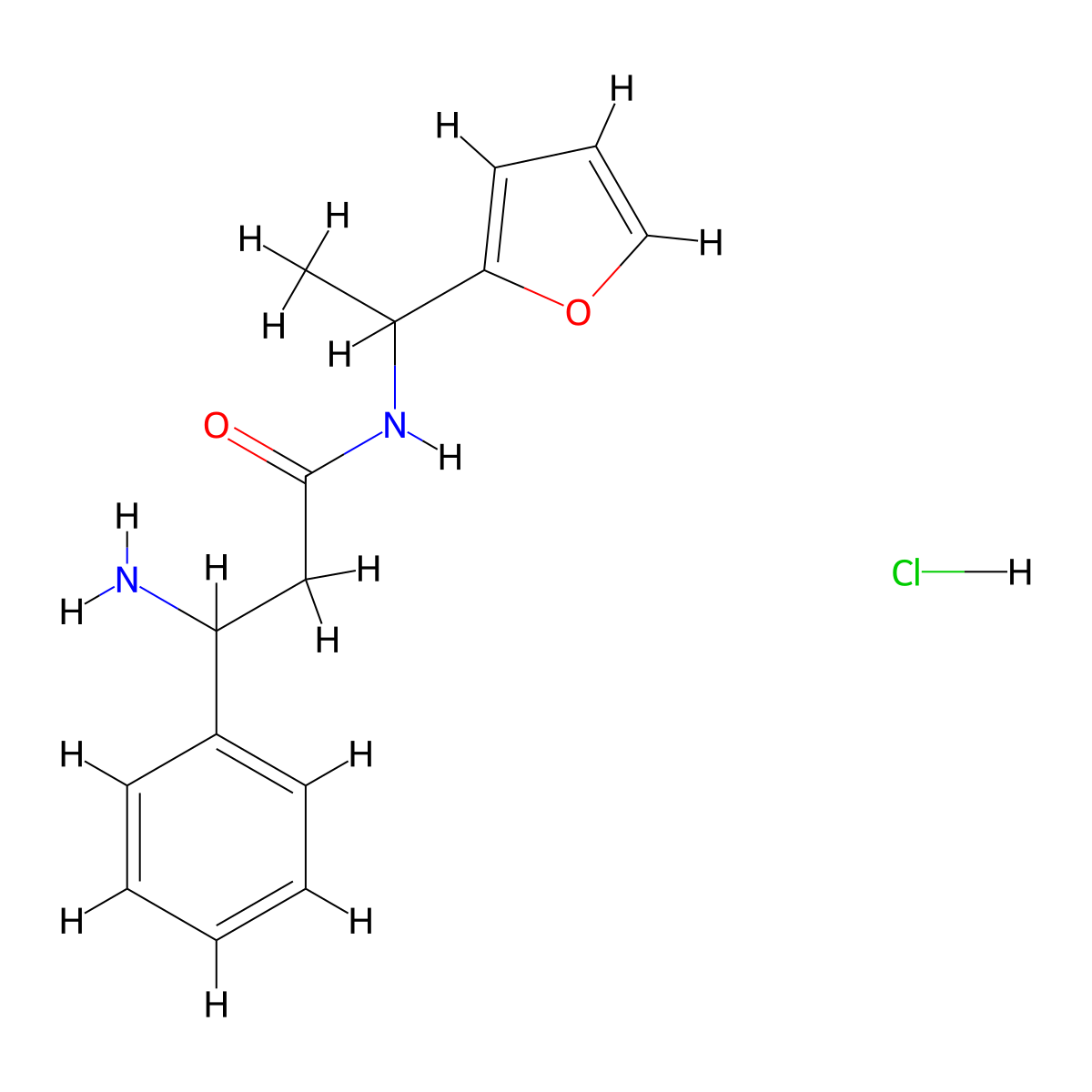 3-amino-N-[1-(furan-2-yl)ethyl]-3-phenylpropanamide hydrochloride molecular structure, CAS 1423027-61-5