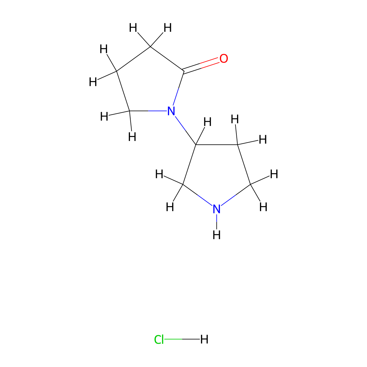 1-(Pyrrolidin-3-yl)pyrrolidin-2-one hydrochloride molecular structure, CAS 1423027-65-9