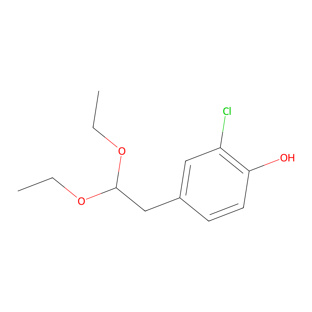 2-Chloro-4-(2,2-diethoxyethyl)phenol molecular structure, CAS 1423027-67-1