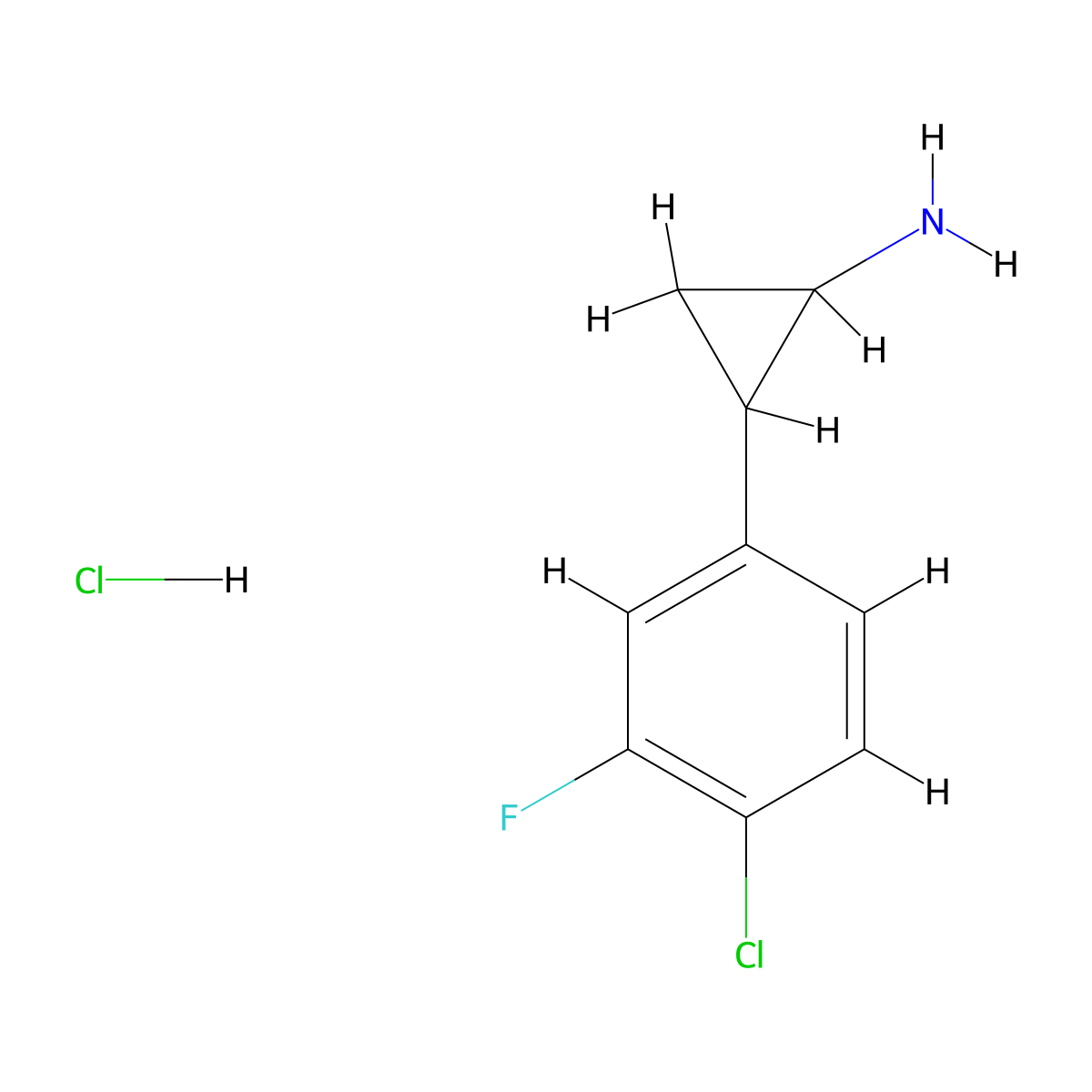 2-(4-Chloro-3-fluorophenyl)cyclopropan-1-amine hydrochloride molecular structure, CAS 1423027-72-8