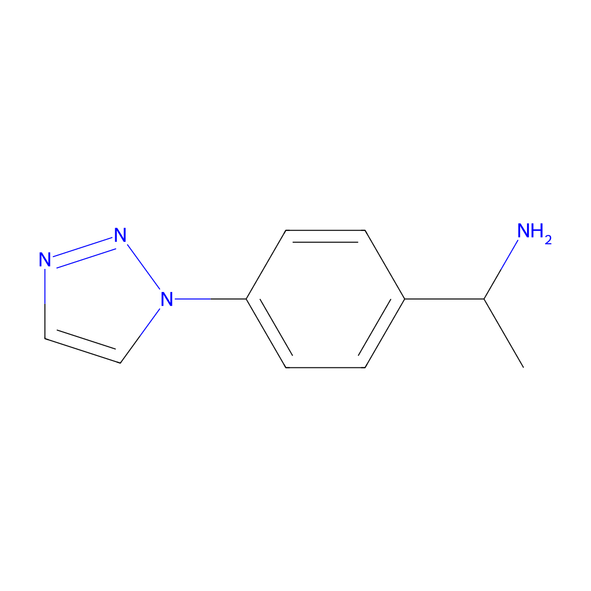 1-[4-(1H-1,2,3-triazol-1-yl)phenyl]ethan-1-amine molecular structure, CAS 1423027-75-1