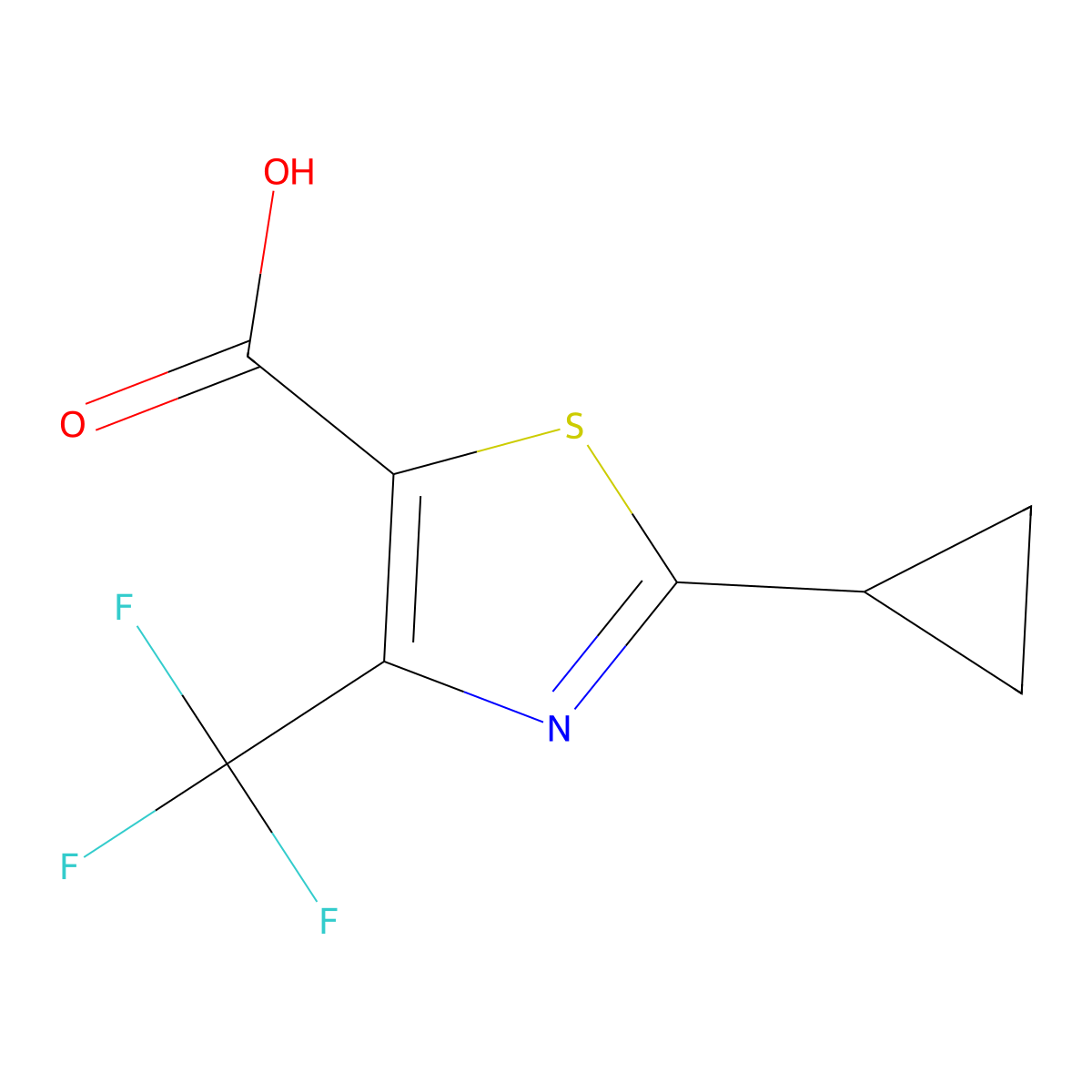 5-Thiazolecarboxylic acid, 2-cyclopropyl-4-(trifluoromethyl)- molecular structure, CAS 1423027-76-2