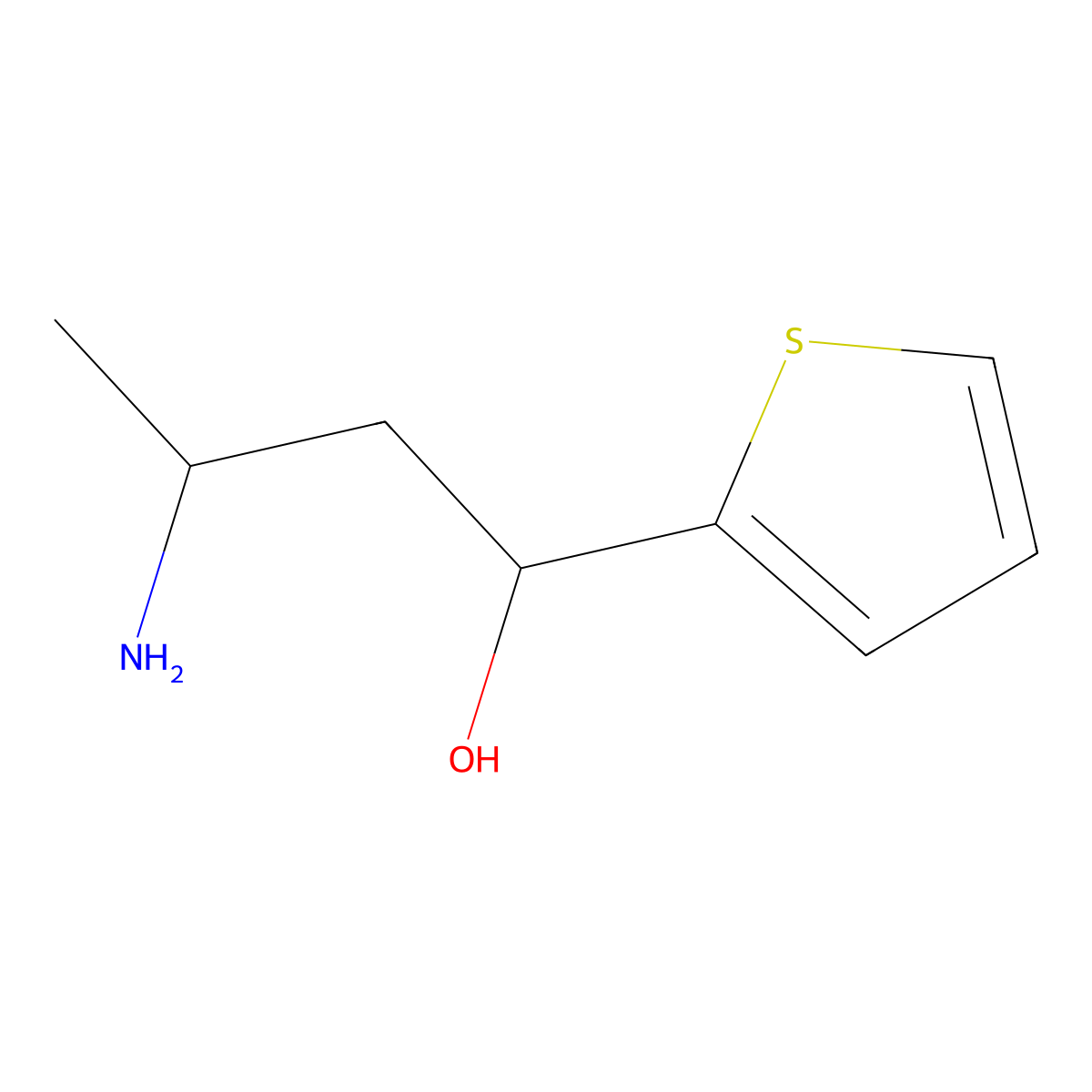 3-Amino-1-(thiophen-2-yl)butan-1-ol molecular structure, CAS 1423027-78-4
