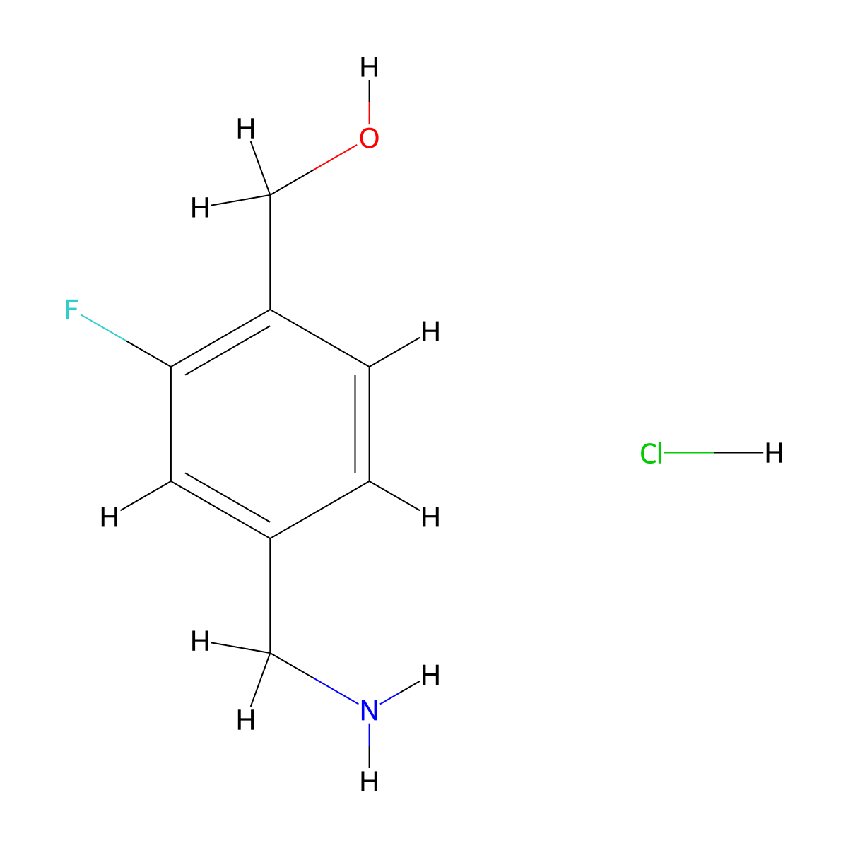 (4-(Aminomethyl)-2-fluorophenyl)methanol hydrochloride molecular structure, CAS 1423027-79-5