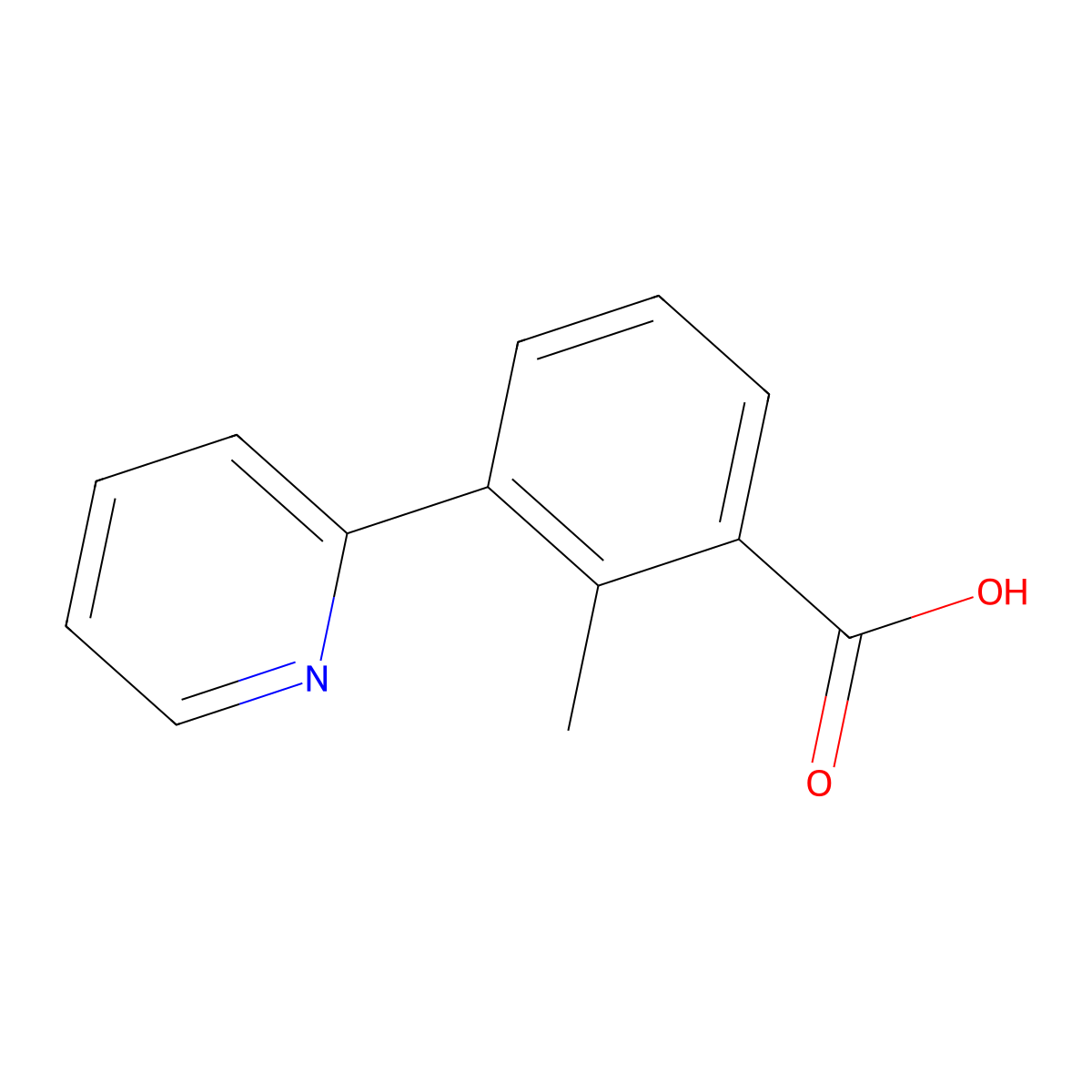 2-Methyl-3-(pyridin-2-yl)benzoic acid molecular structure, CAS 1423027-85-3
