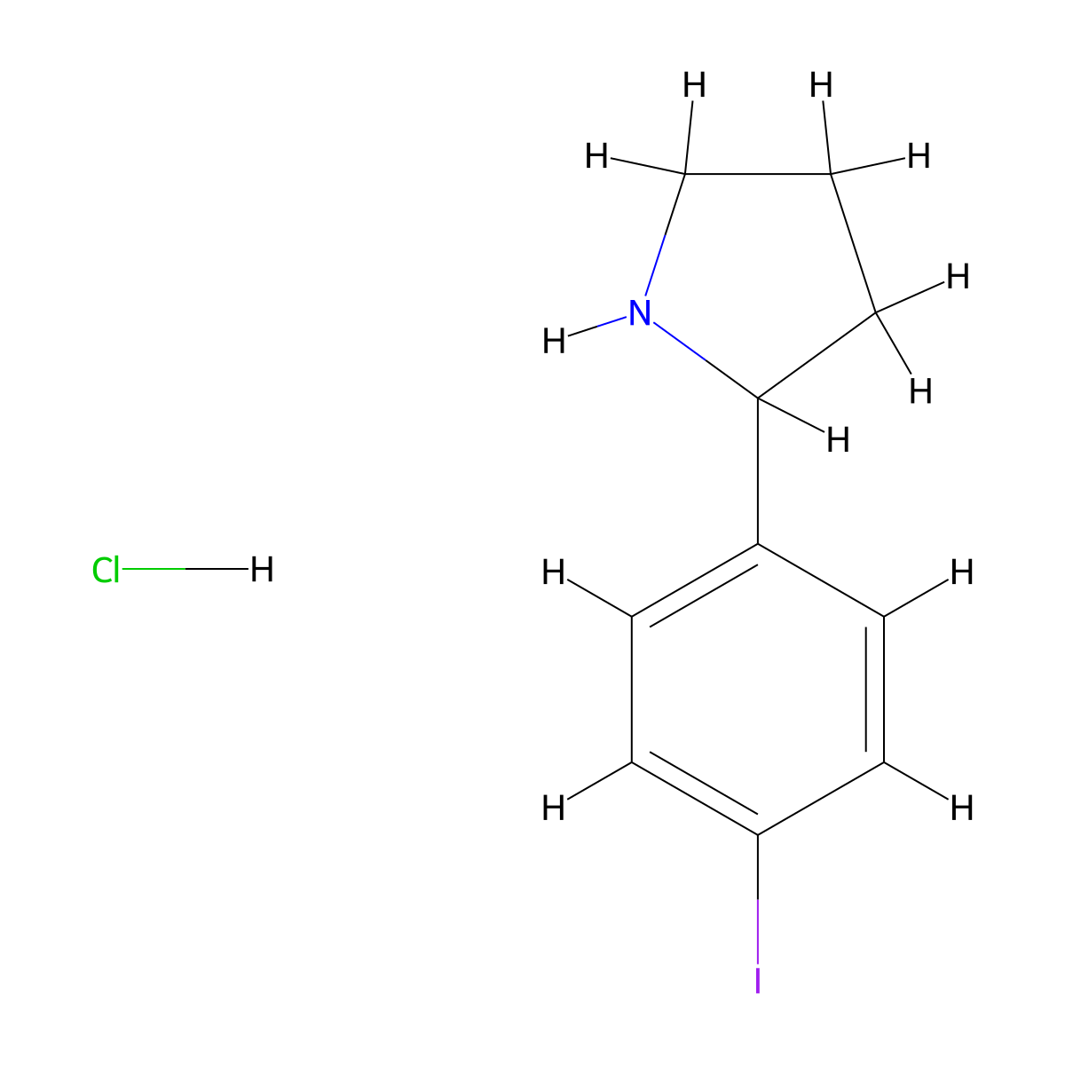 2-(4-Iodophenyl)pyrrolidine hydrochloride molecular structure, CAS 1423027-87-5