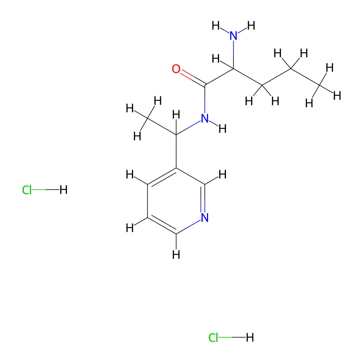 2-amino-N-[1-(pyridin-3-yl)ethyl]pentanamide dihydrochloride molecular structure, CAS 1423027-88-6