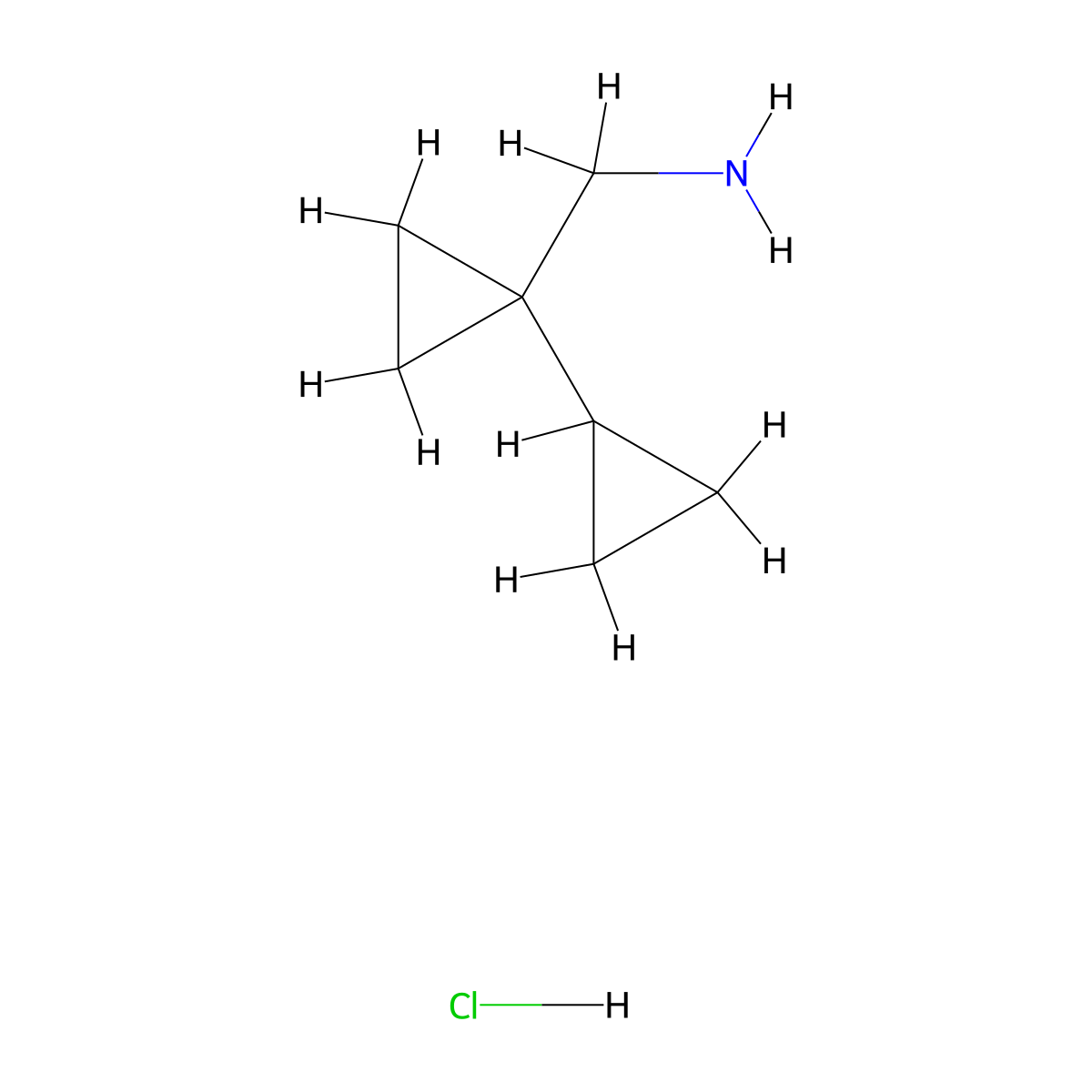 (1-Cyclopropylcyclopropyl)methanamine hydrochloride molecular structure, CAS 1423027-90-0