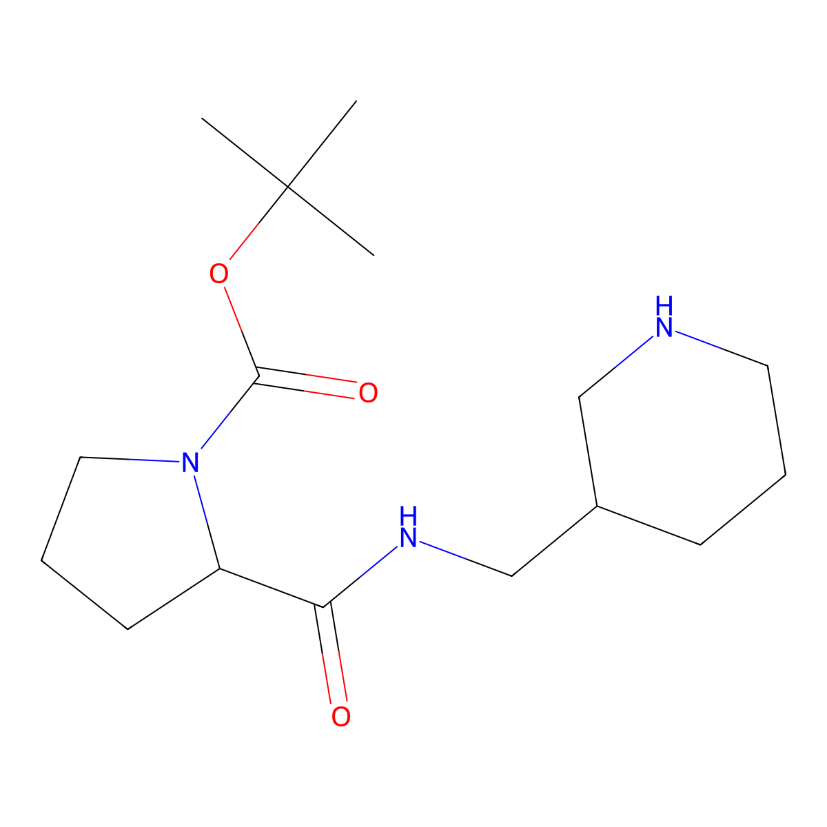 Tert-butyl 2-[(piperidin-3-ylmethyl)carbamoyl]pyrrolidine-1-carboxylate molecular structure, CAS 1423027-93-3