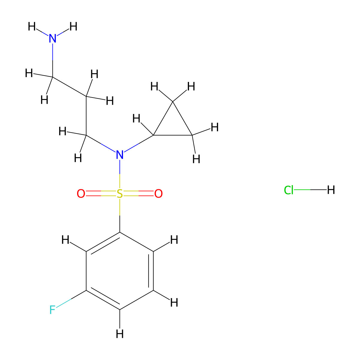 N-(3-aminopropyl)-N-cyclopropyl-3-fluorobenzene-1-sulfonamide hydrochloride molecular structure, CAS 1423027-95-5