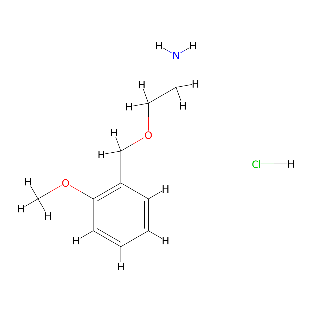 2-((2-Methoxyphenyl)methoxy)ethan-1-amine hydrochloride molecular structure, CAS 1423027-97-7