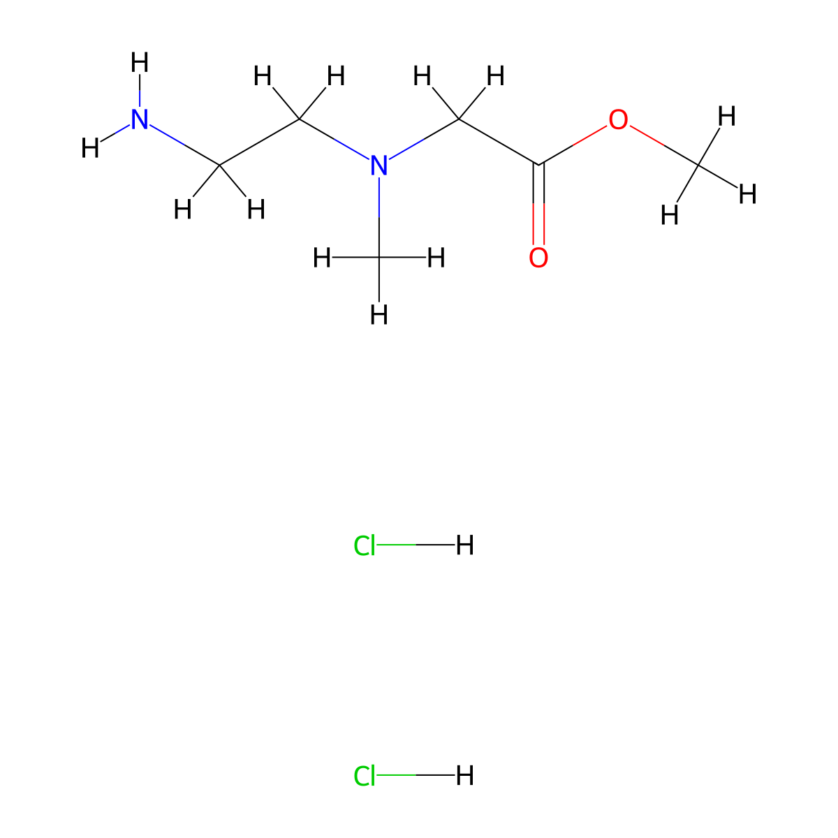 Methyl 2-[(2-aminoethyl)(methyl)amino]acetate dihydrochloride molecular structure, CAS 1423028-03-8