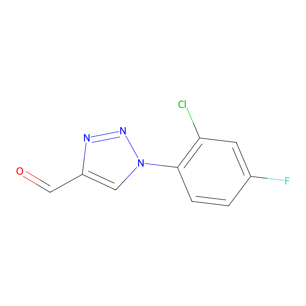 1-(2-chloro-4-fluorophenyl)-1H-1,2,3-triazole-4-carbaldehyde molecular structure, CAS 1423028-05-0
