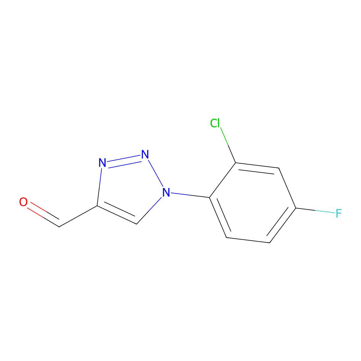 1-(2-chloro-4-fluorophenyl)-1H-1,2,3-triazole-4-carbaldehyde molecular structure, CAS 1423028-05-0