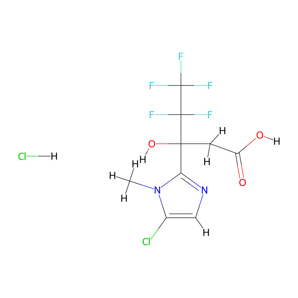 3-(5-chloro-1-methyl-1H-imidazol-2-yl)-4,4,5,5,5-pentafluoro-3-hydroxypentanoic acid hydrochloride molecular structure, CAS 1423028-07-2