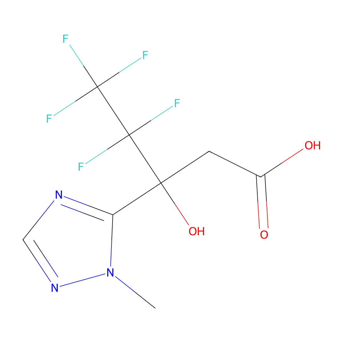 4,4,5,5,5-pentafluoro-3-hydroxy-3-(1-methyl-1H-1,2,4-triazol-5-yl)pentanoic acid molecular structure, CAS 1423028-10-7