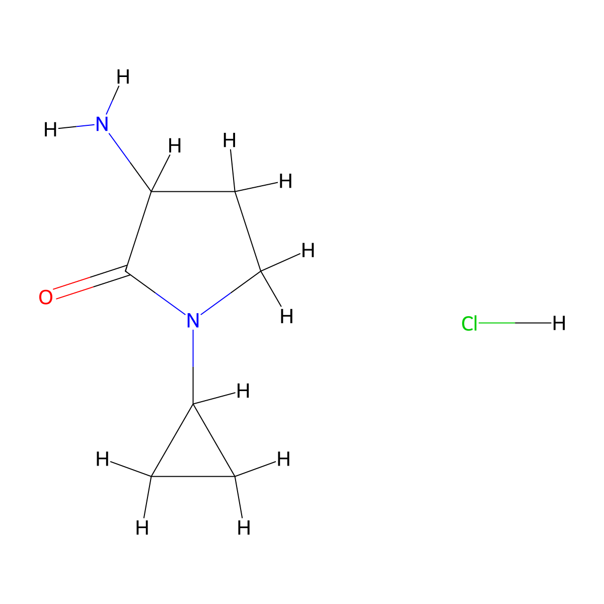 3-Amino-1-cyclopropylpyrrolidin-2-one hydrochloride molecular structure, CAS 1423028-15-2