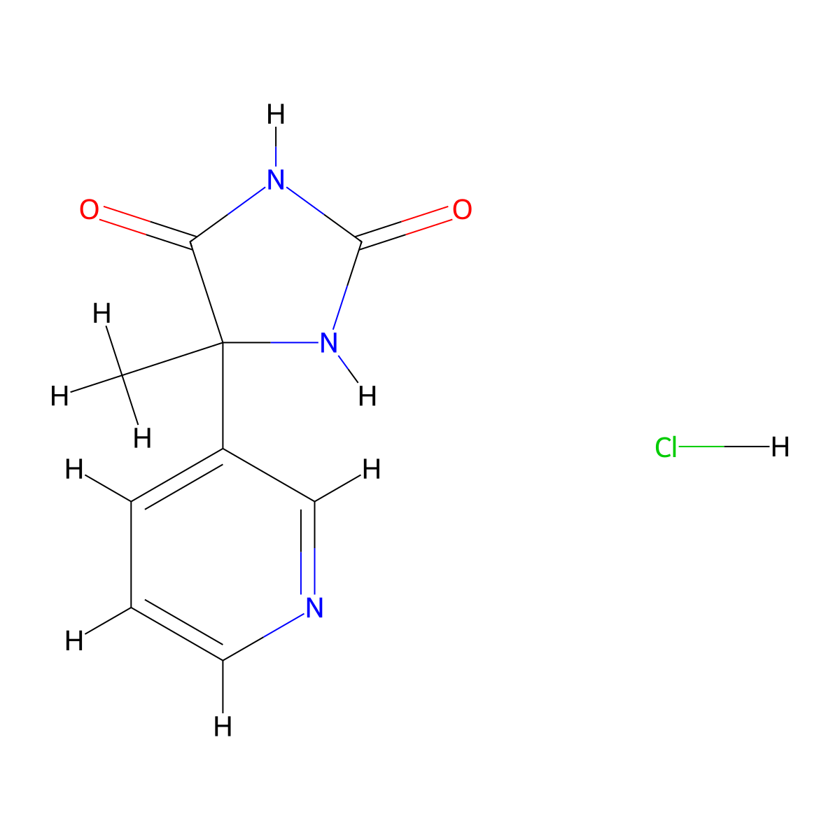 5-Methyl-5-(pyridin-3-yl)imidazolidine-2,4-dione hydrochloride molecular structure, CAS 1423028-23-2