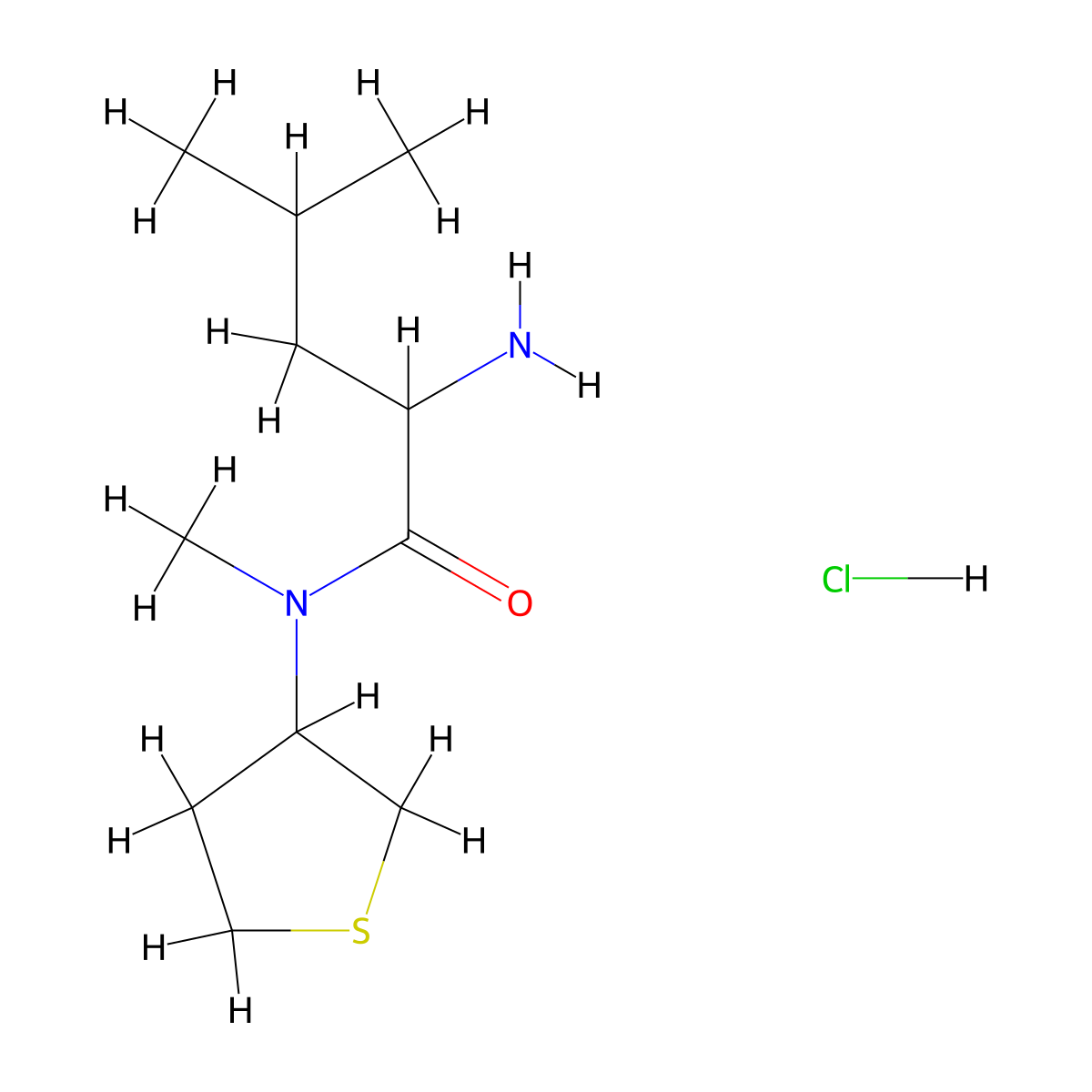 2-amino-N,4-dimethyl-N-(thiolan-3-yl)pentanamide hydrochloride molecular structure, CAS 1423028-27-6