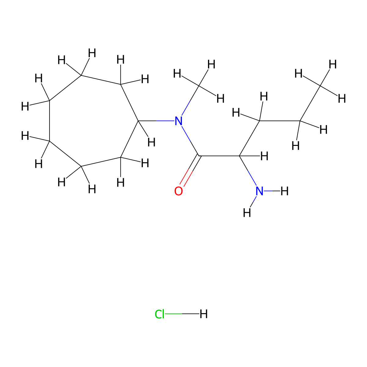 2-amino-N-cycloheptyl-N-methylpentanamide hydrochloride molecular structure, CAS 1423028-51-6