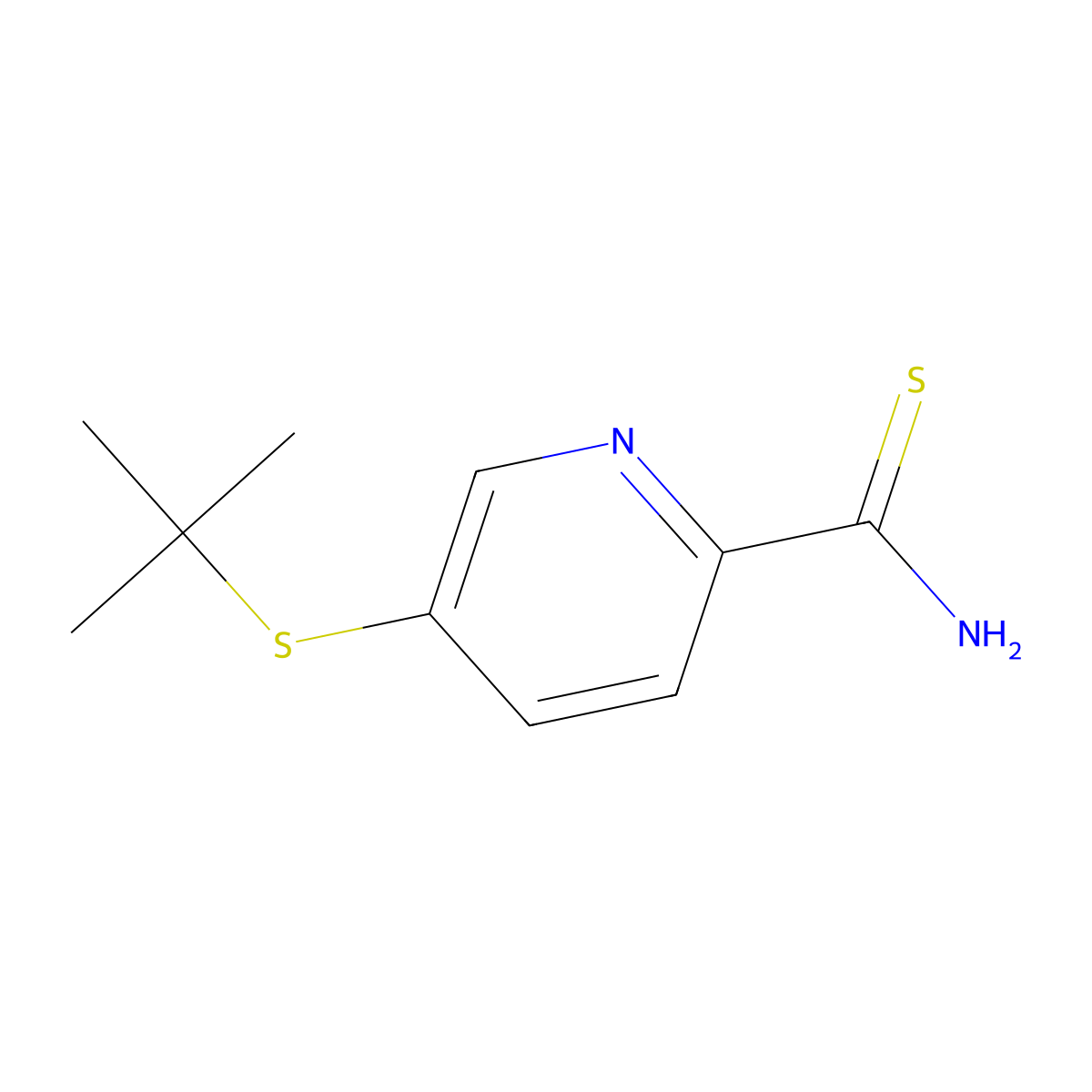 5-(Tert-butylsulfanyl)pyridine-2-carbothioamide molecular structure, CAS 1423028-56-1