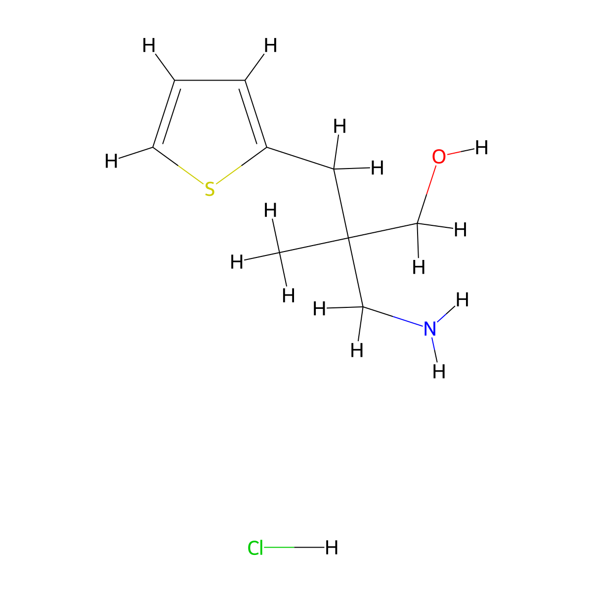 3-Amino-2-methyl-2-(thiophen-2-ylmethyl)propan-1-ol hydrochloride molecular structure, CAS 1423028-68-5
