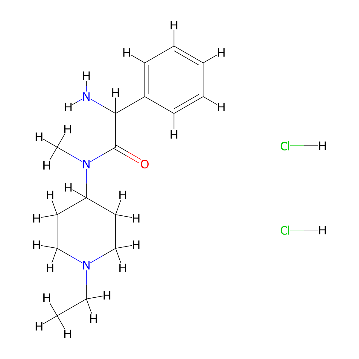 2-amino-N-(1-ethylpiperidin-4-yl)-N-methyl-2-phenylacetamide dihydrochloride molecular structure, CAS 1423028-73-2
