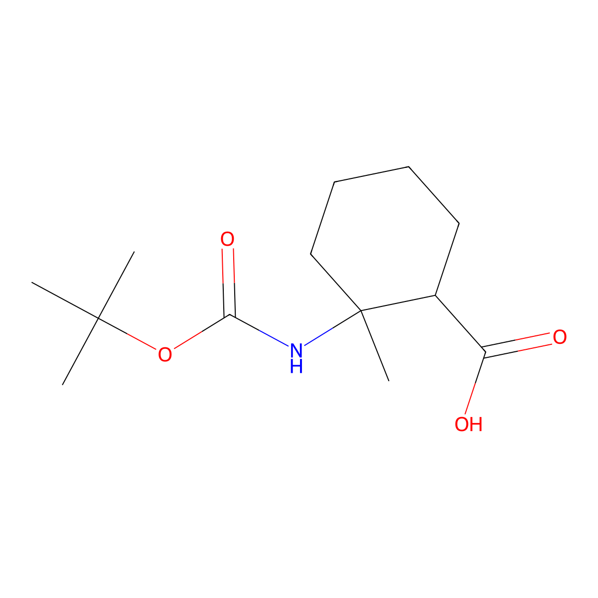 2-{[(Tert-butoxy)carbonyl]amino}-2-methylcyclohexane-1-carboxylic acid molecular structure, CAS 1423028-83-4