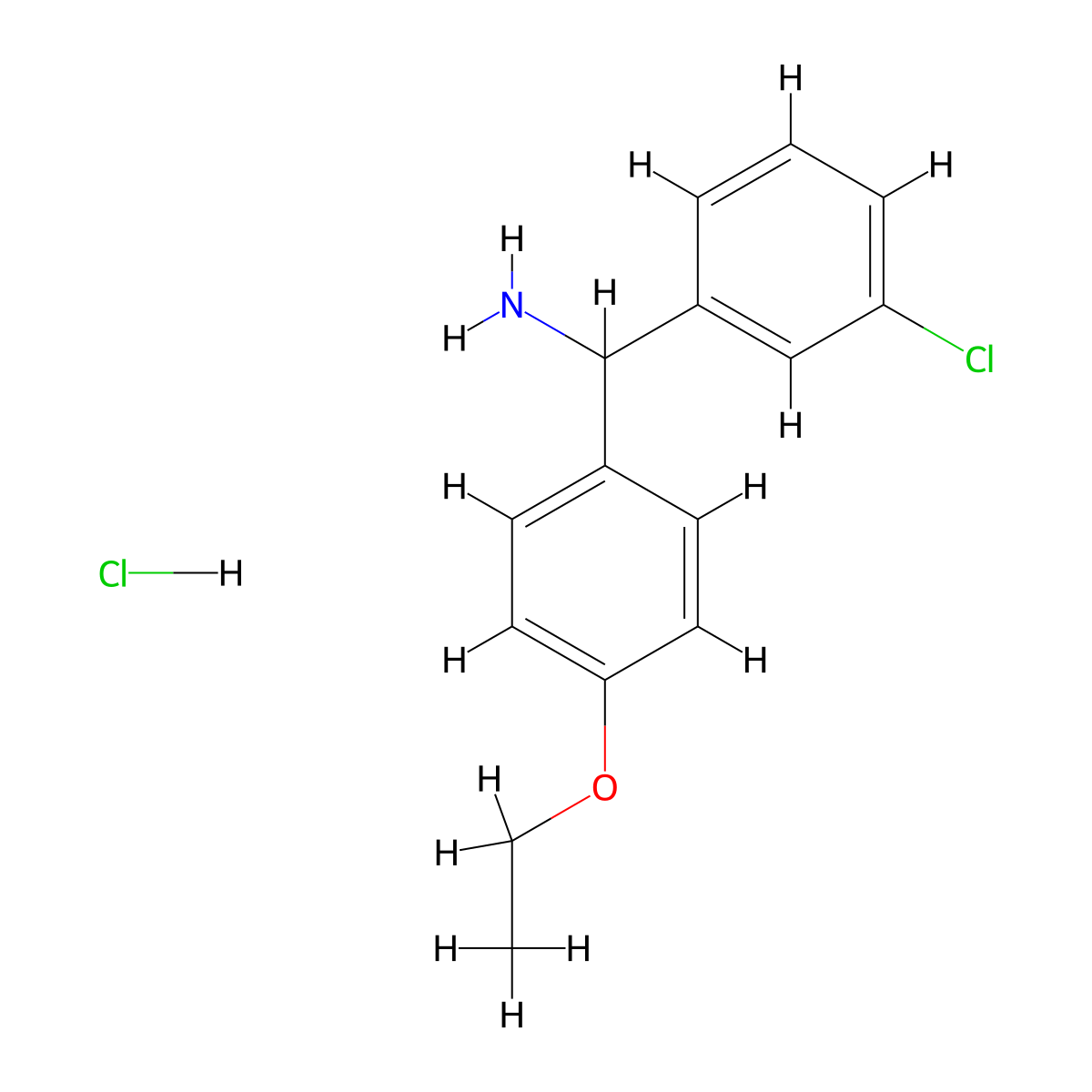 (3-Chlorophenyl)(4-ethoxyphenyl)methanamine hydrochloride molecular structure, CAS 1423028-97-0
