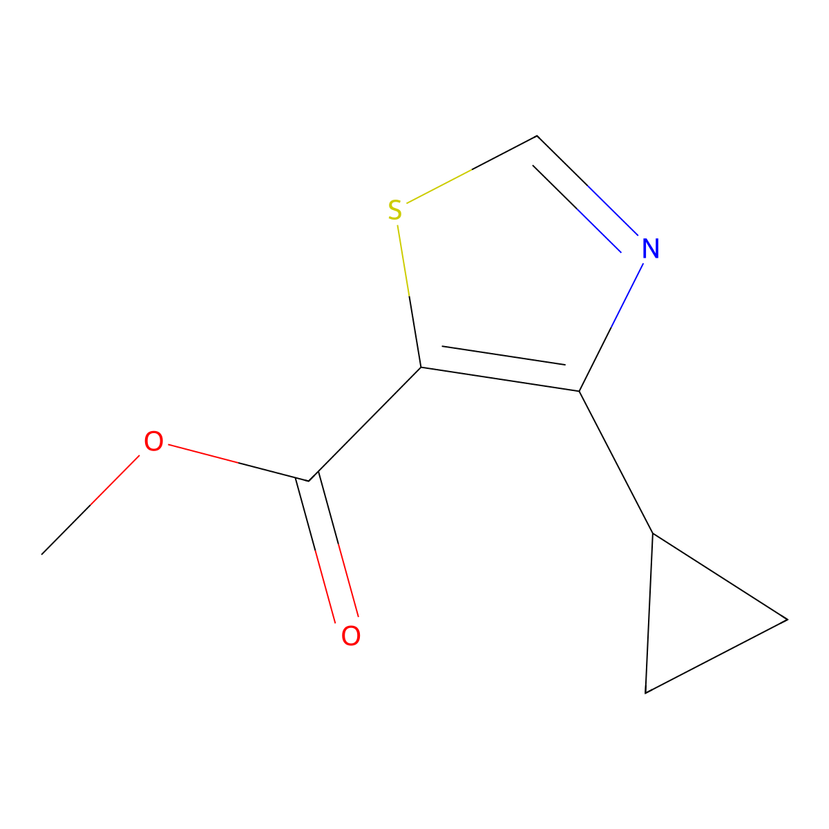 Methyl 4-cyclopropyl-1,3-thiazole-5-carboxylate molecular structure, CAS 1423028-98-1