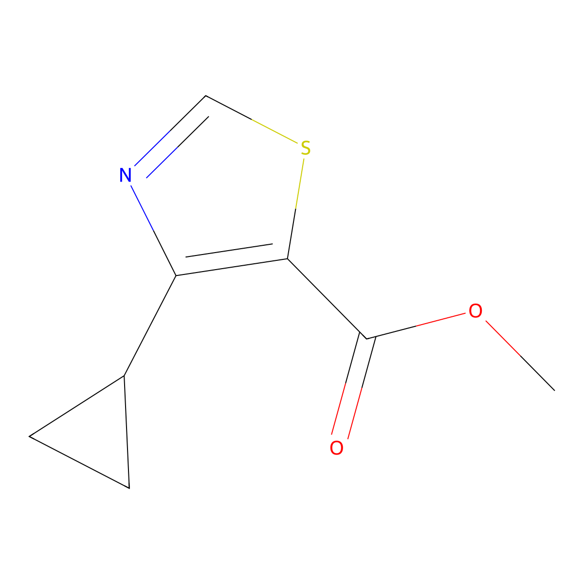 Methyl 4-cyclopropyl-1,3-thiazole-5-carboxylate molecular structure, CAS 1423028-98-1