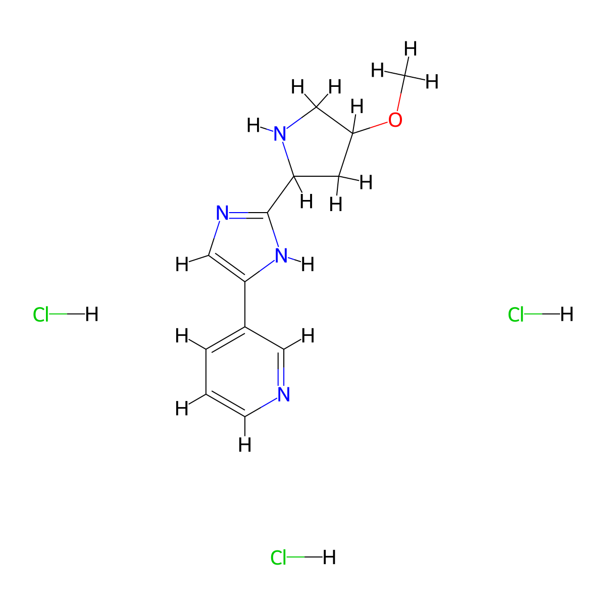 3-[2-(4-methoxypyrrolidin-2-yl)-1H-imidazol-4-yl]pyridine trihydrochloride molecular structure, CAS 1423029-03-1