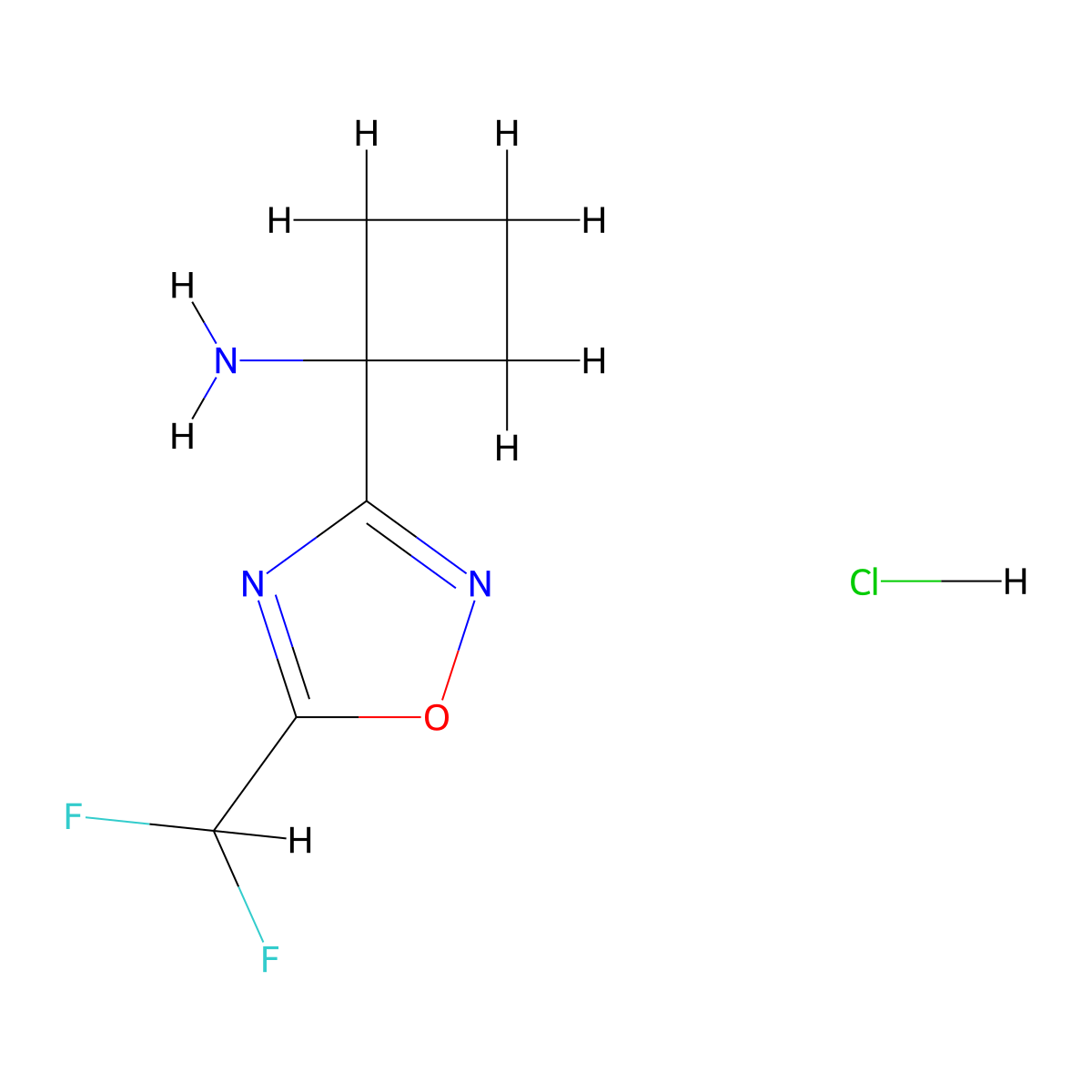 1-[5-(Difluoromethyl)-1,2,4-oxadiazol-3-yl]cyclobutan-1-amine hydrochloride molecular structure, CAS 1423029-04-2