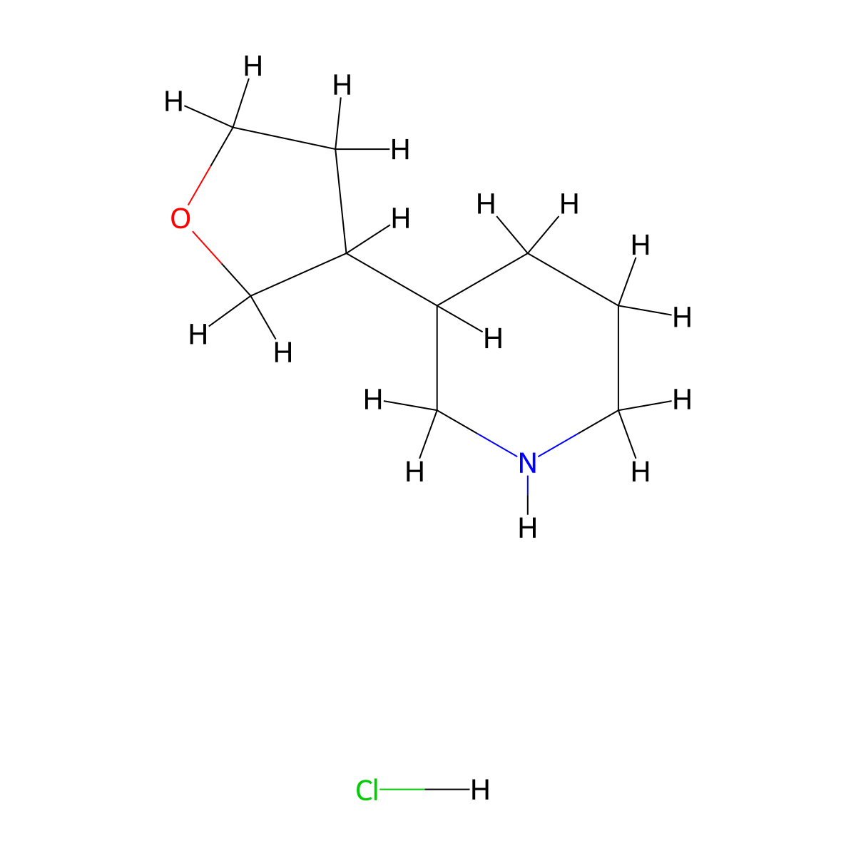 3-(Oxolan-3-yl)piperidine hydrochloride molecular structure, CAS 1423029-17-7