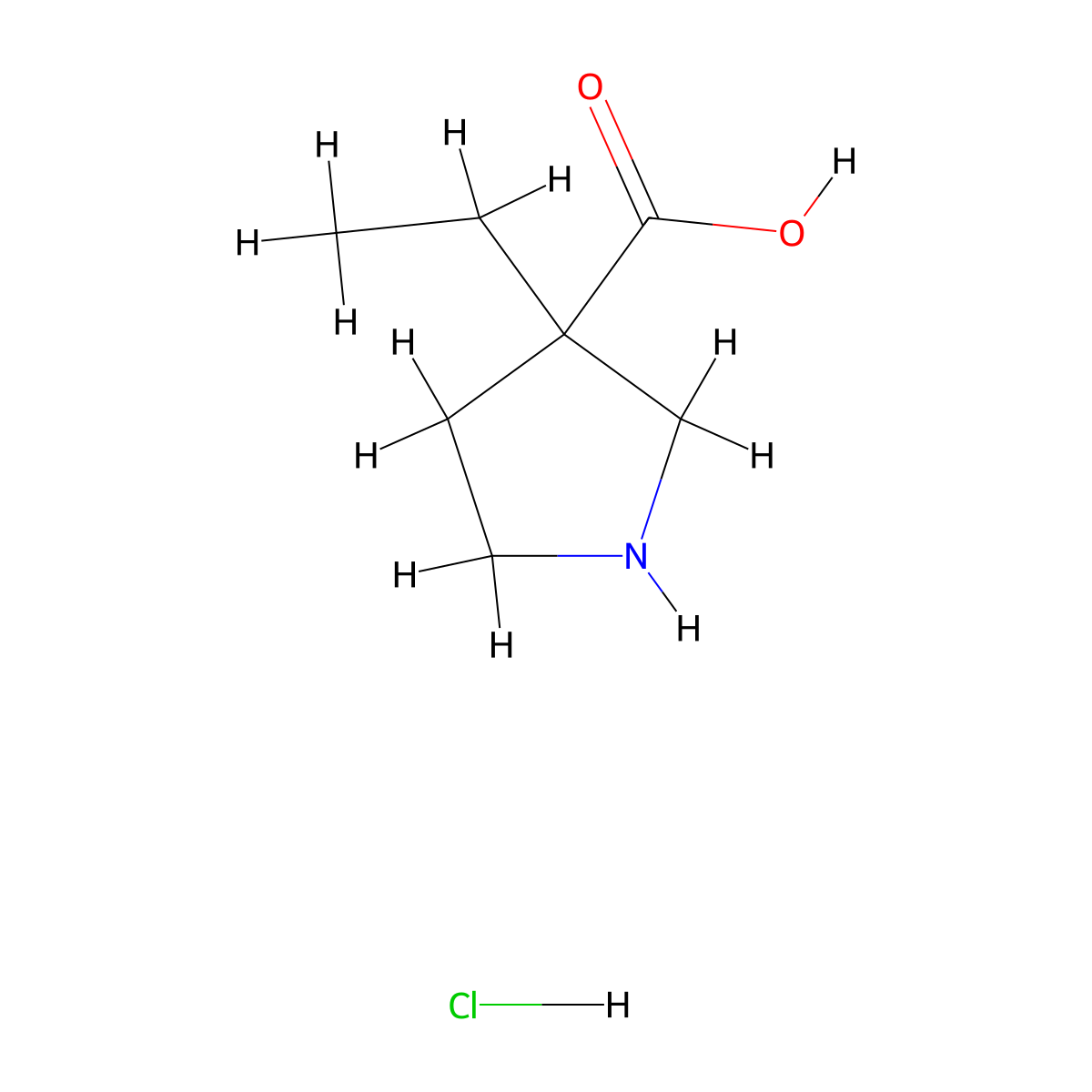 3-Ethylpyrrolidine-3-carboxylic acid hydrochloride molecular structure, CAS 1423029-29-1