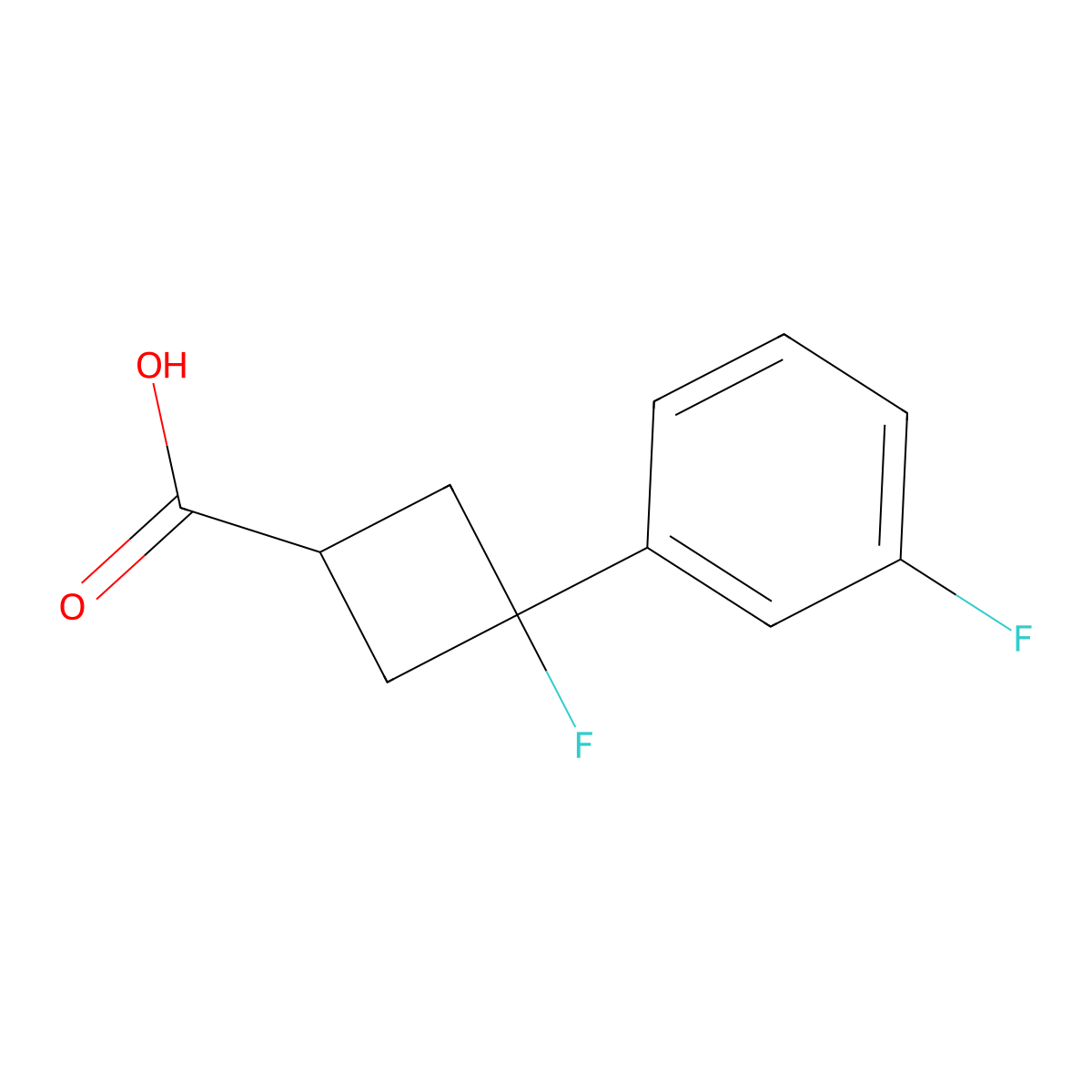3-Fluoro-3-(3-fluorophenyl)cyclobutane-1-carboxylic acid molecular structure, CAS 1423029-38-2
