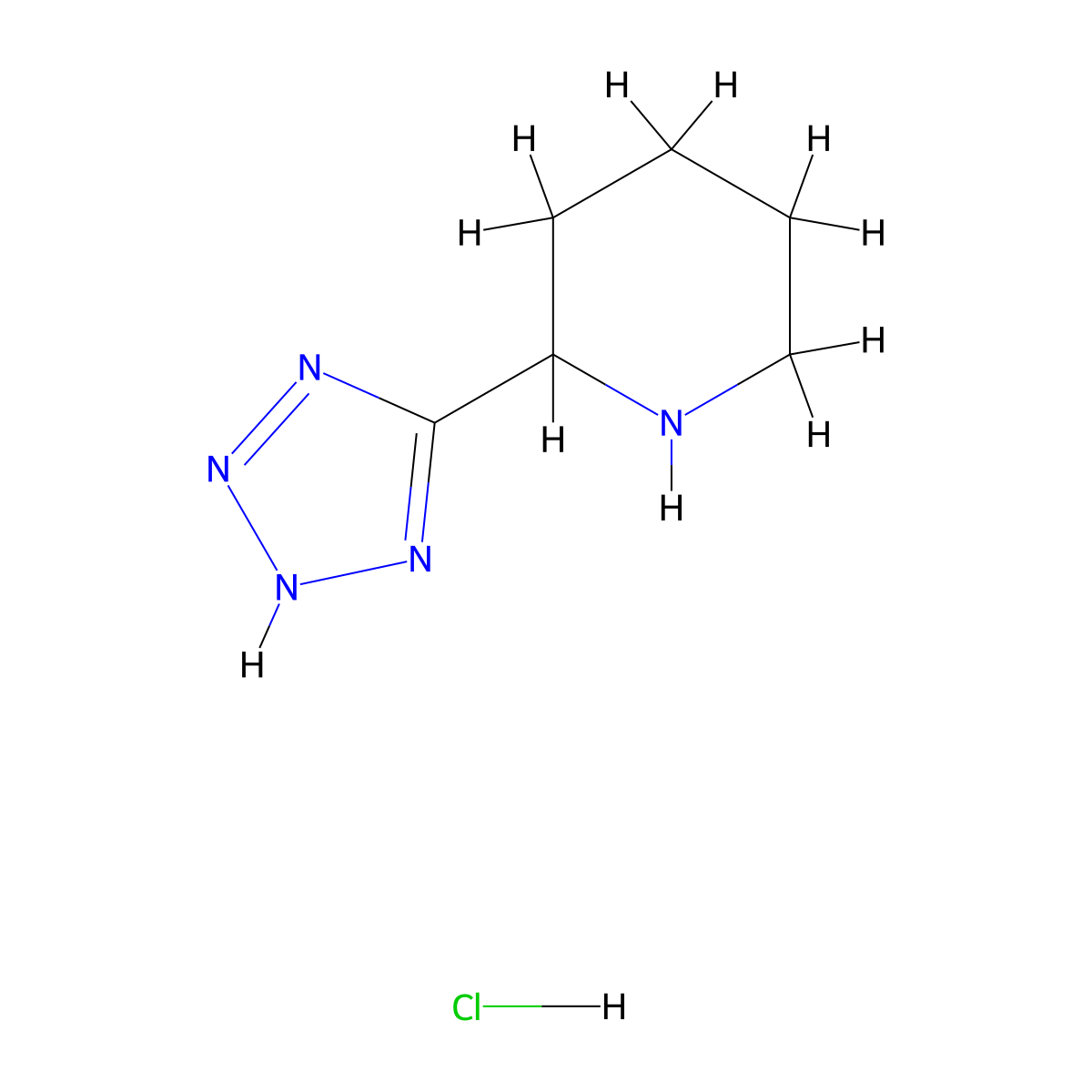 2-(2H-1,2,3,4-tetrazol-5-yl)piperidine hydrochloride molecular structure, CAS 1423029-41-7