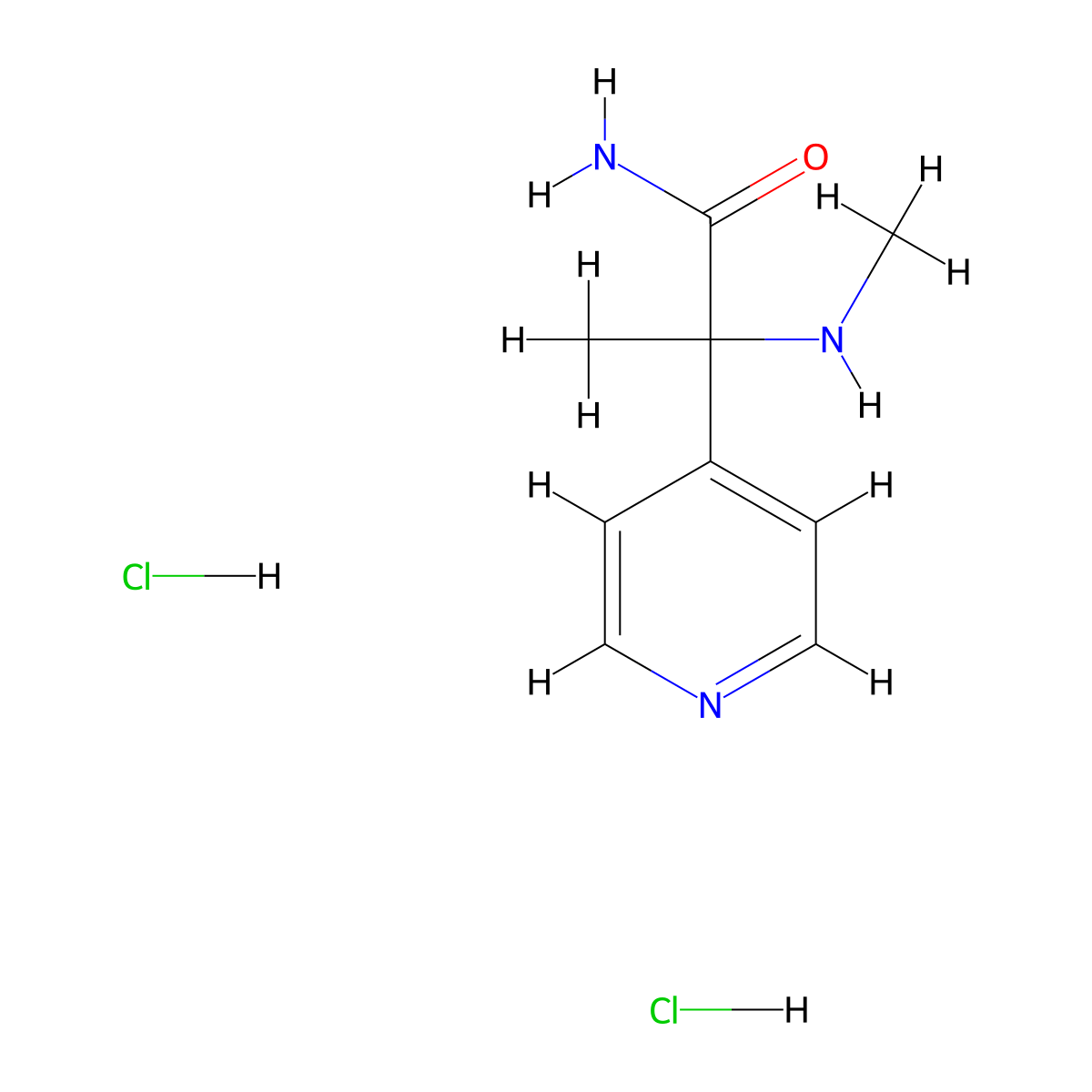2-(Methylamino)-2-(pyridin-4-yl)propanamide dihydrochloride molecular structure, CAS 1423029-48-4