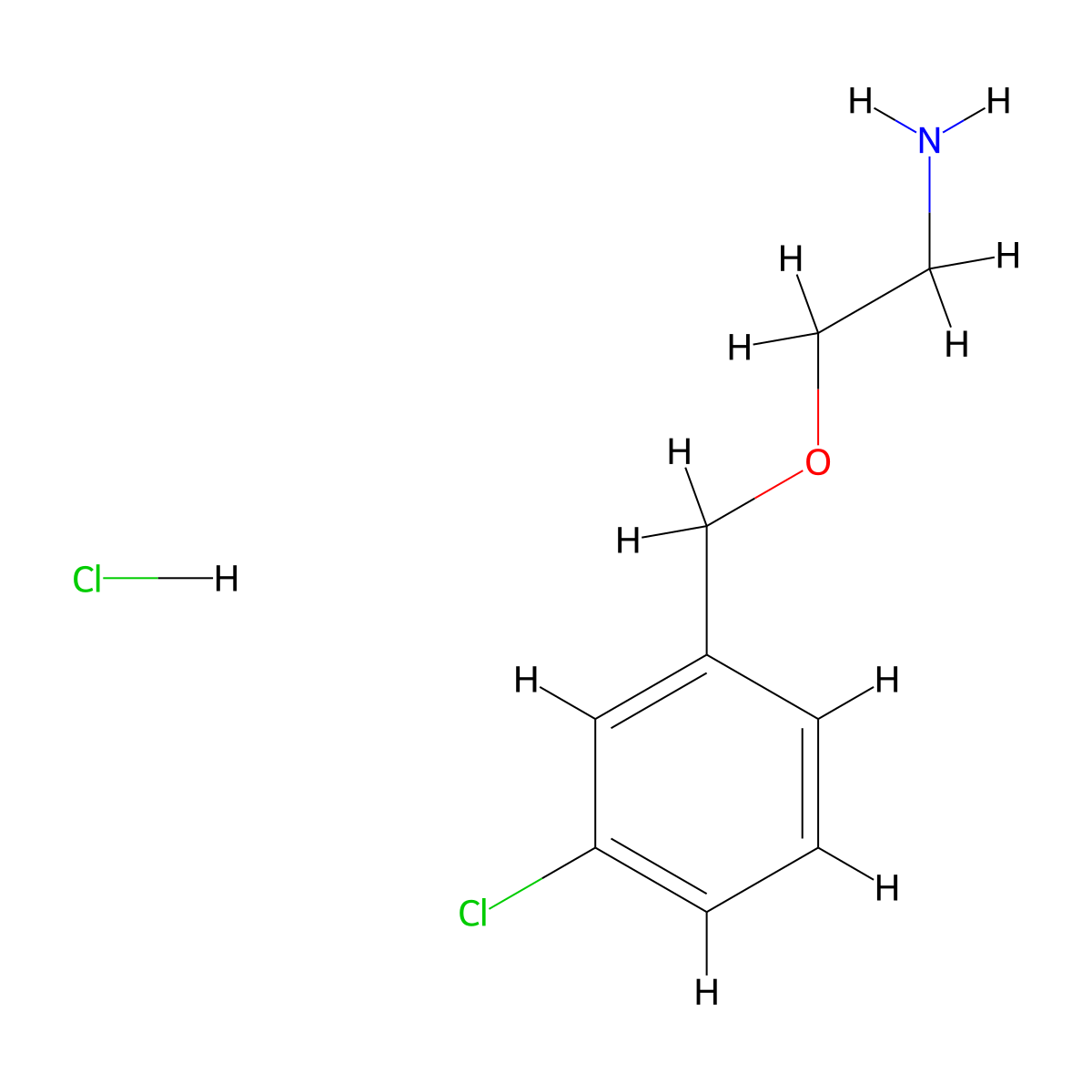 2-[(3-Chlorophenyl)methoxy]ethan-1-amine hydrochloride molecular structure, CAS 1423029-62-2
