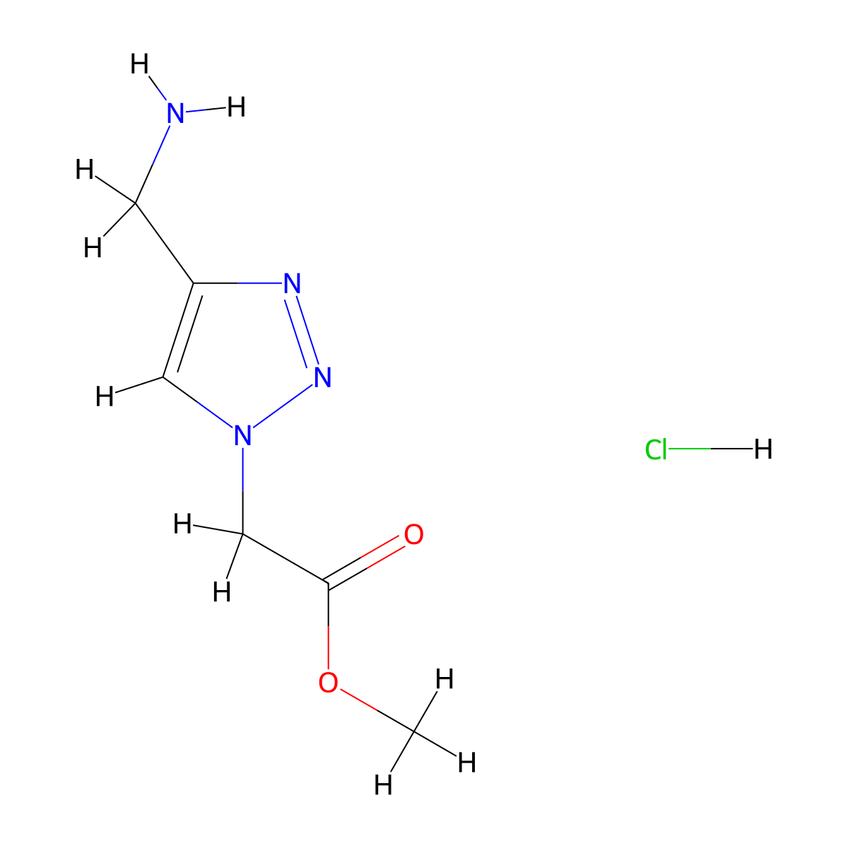 methyl 2-[4-(aminomethyl)-1H-1,2,3-triazol-1-yl]acetate hydrochloride molecular structure, CAS 1423029-65-5