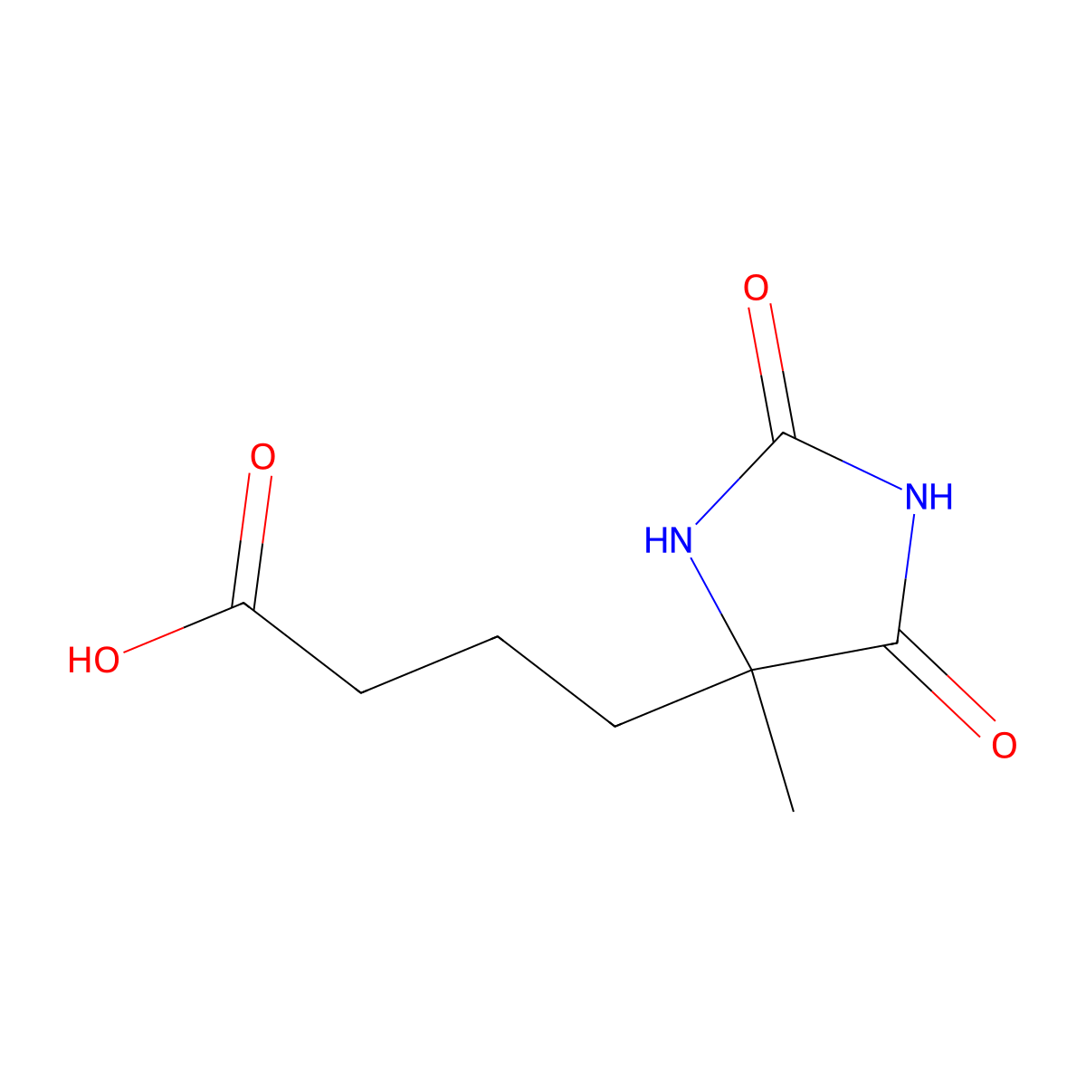 4-(4-Methyl-2,5-dioxoimidazolidin-4-yl)butanoic acid molecular structure, CAS 1423029-75-7